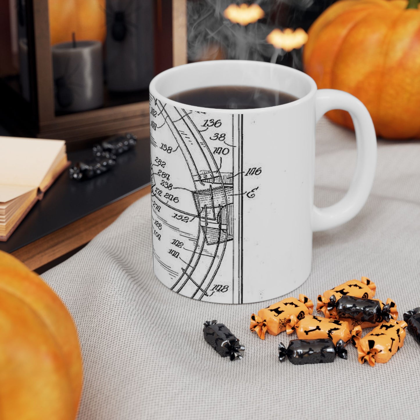 Patent drawing - Hammond card table mechanism - . Public domain image Beautiful Novelty Ceramic Coffee Mug 11oz