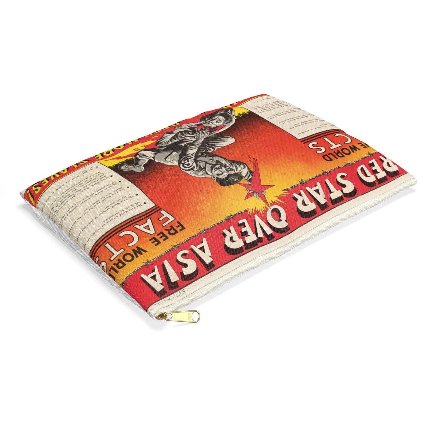 Red Star Over Asia PO-24-E, United States information service propaganda Large Organizer Pouch with Black Zipper