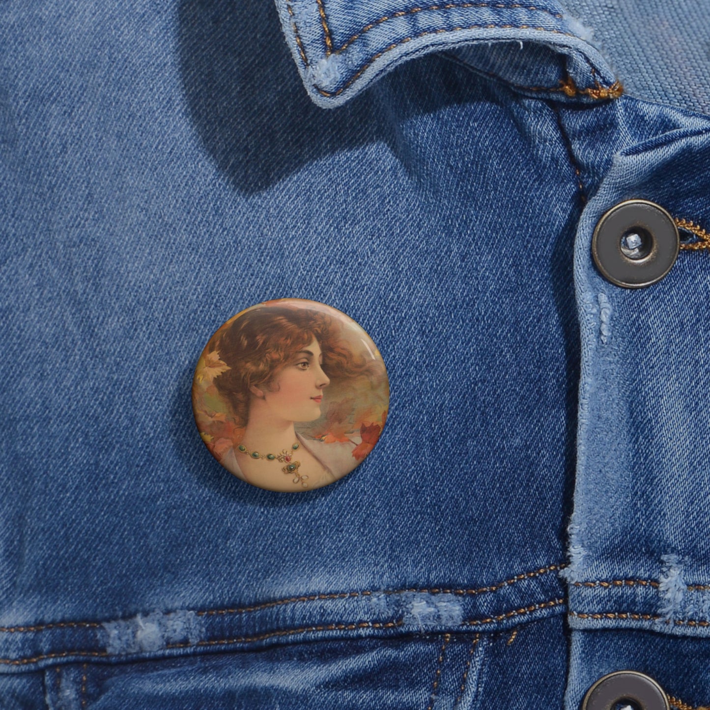 Autumn - Print, Library of Congress collection Pin Buttons with Crisp Design
