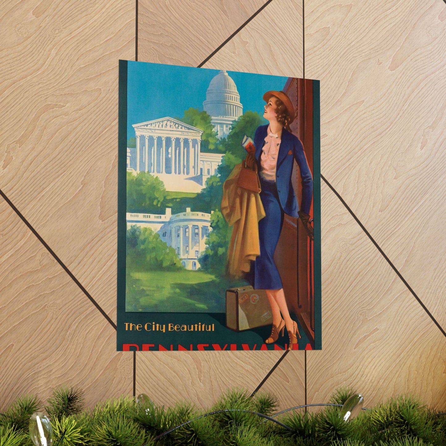 Washington—The City Beautiful, Pennsylvania Railroad poster, artwork by Edward Mason Eggleston High Quality Matte Wall Art Poster for Home, Office, Classroom