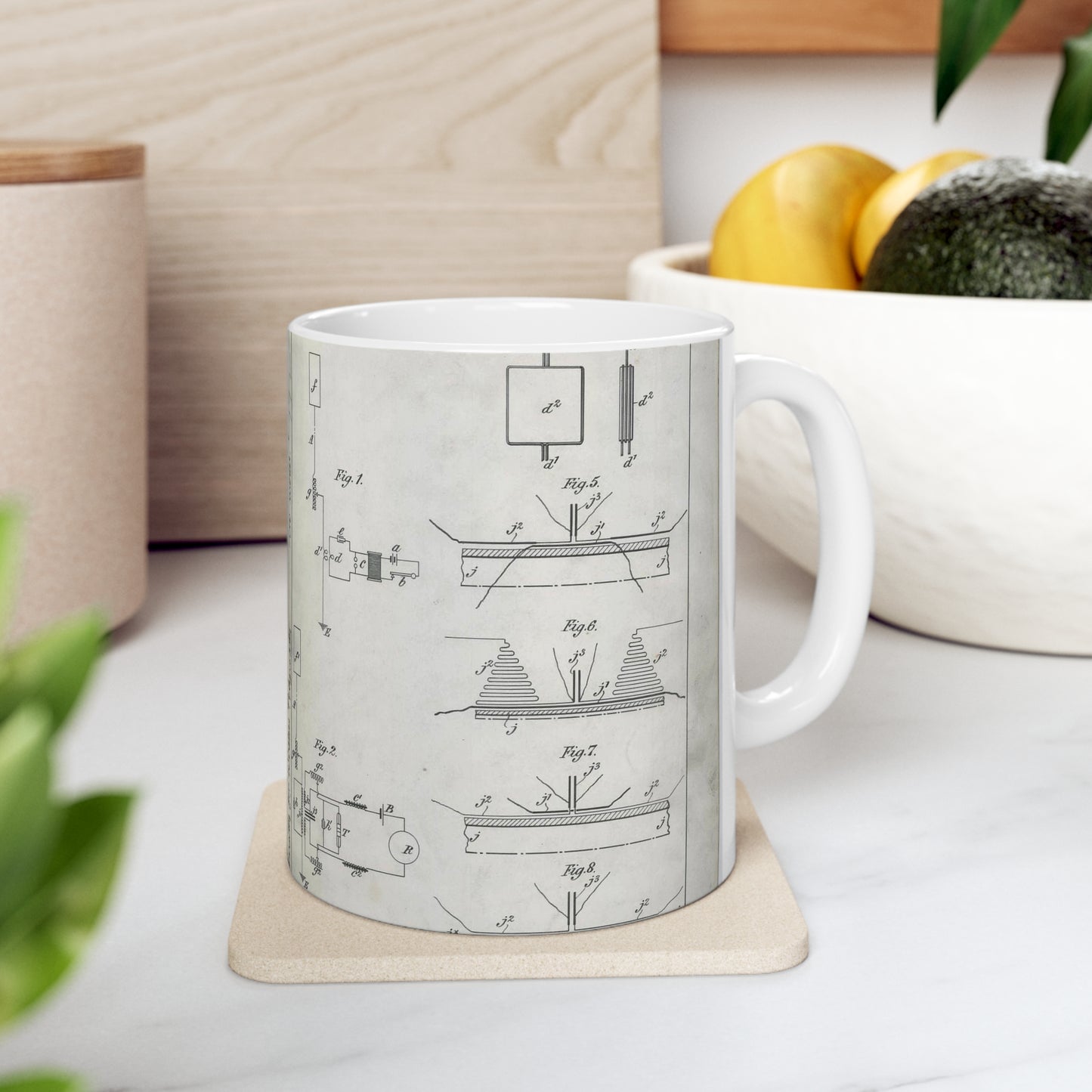 Patent drawing - for G. Marconi's Apparatus for Wireless Telegraphy Public domain image Beautiful Novelty Ceramic Coffee Mug 11oz