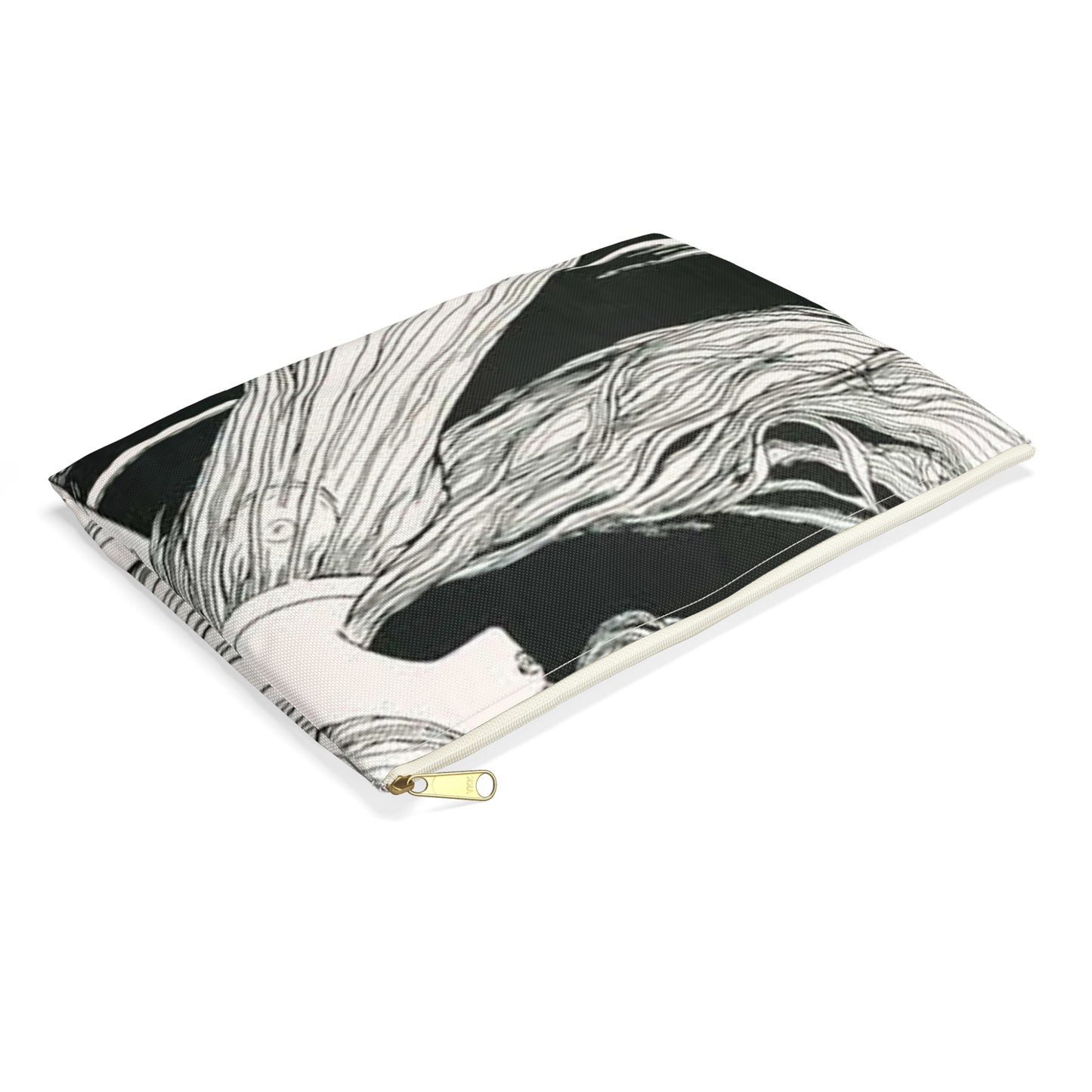 Witzel-210 - Art nouveau public domain image Large Organizer Pouch with Black Zipper