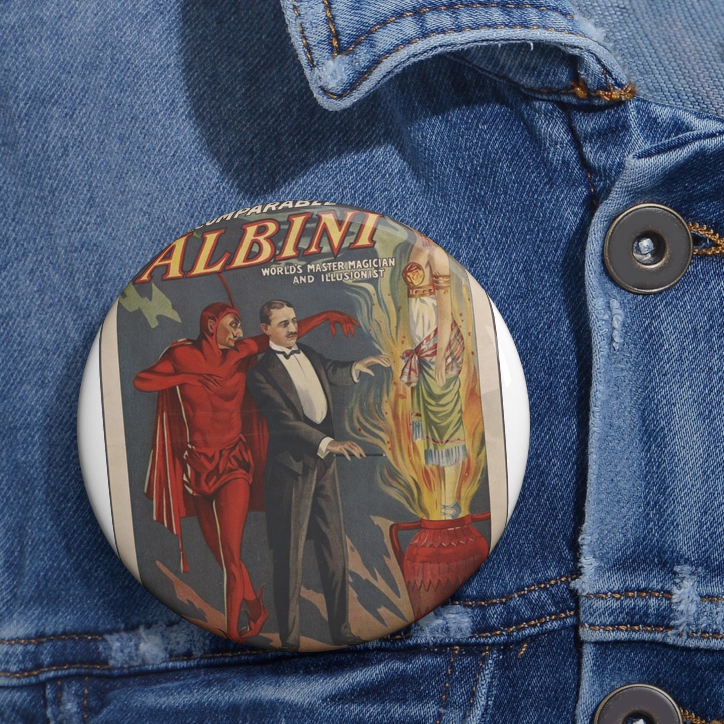 TheIncomperable Albini Theatrical Poster Pin Buttons with Crisp Design