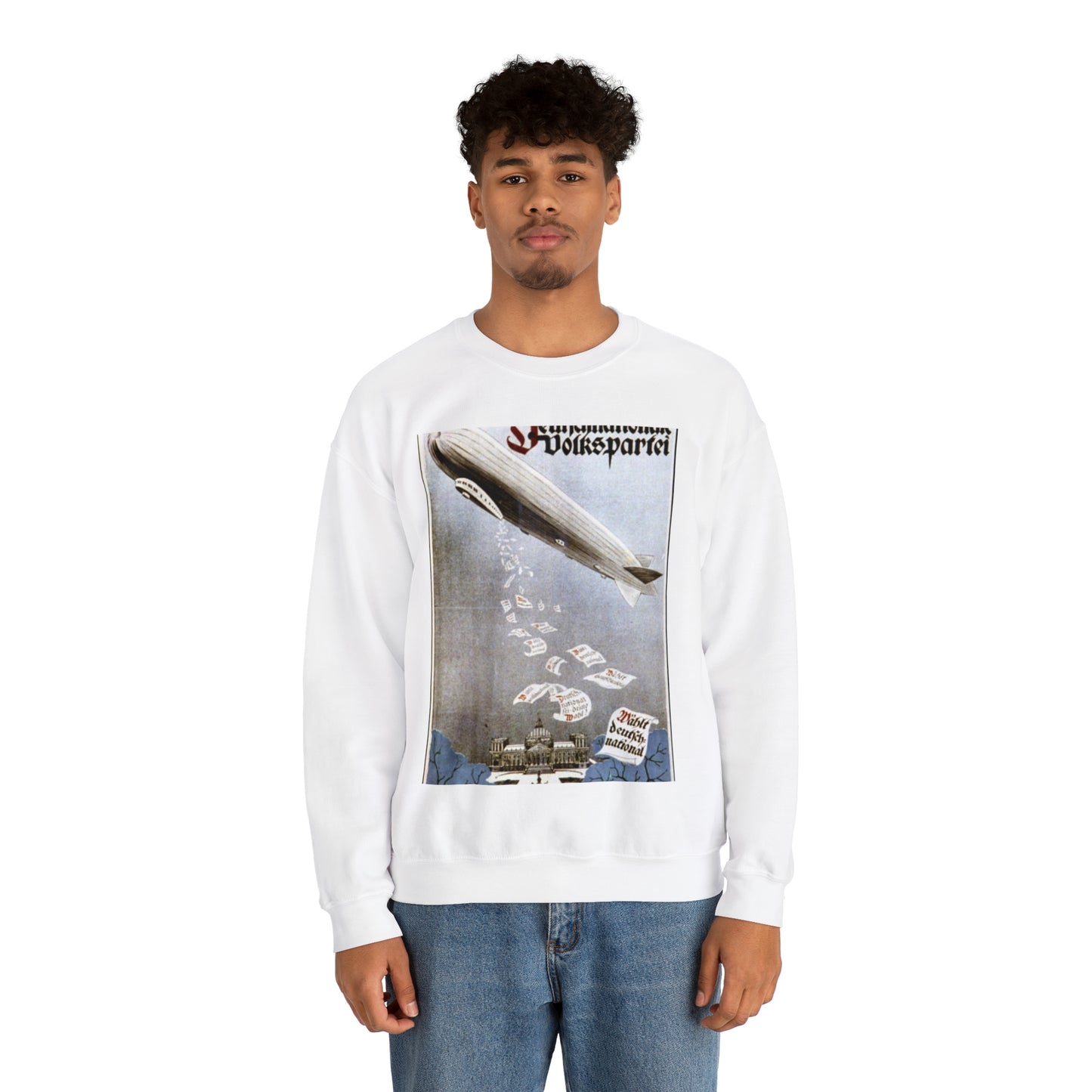 german election poster. oct 1924 - Deutsche Zeppelin Reederei Company White Heavy Blend Adult Crew Neck SweatShirt