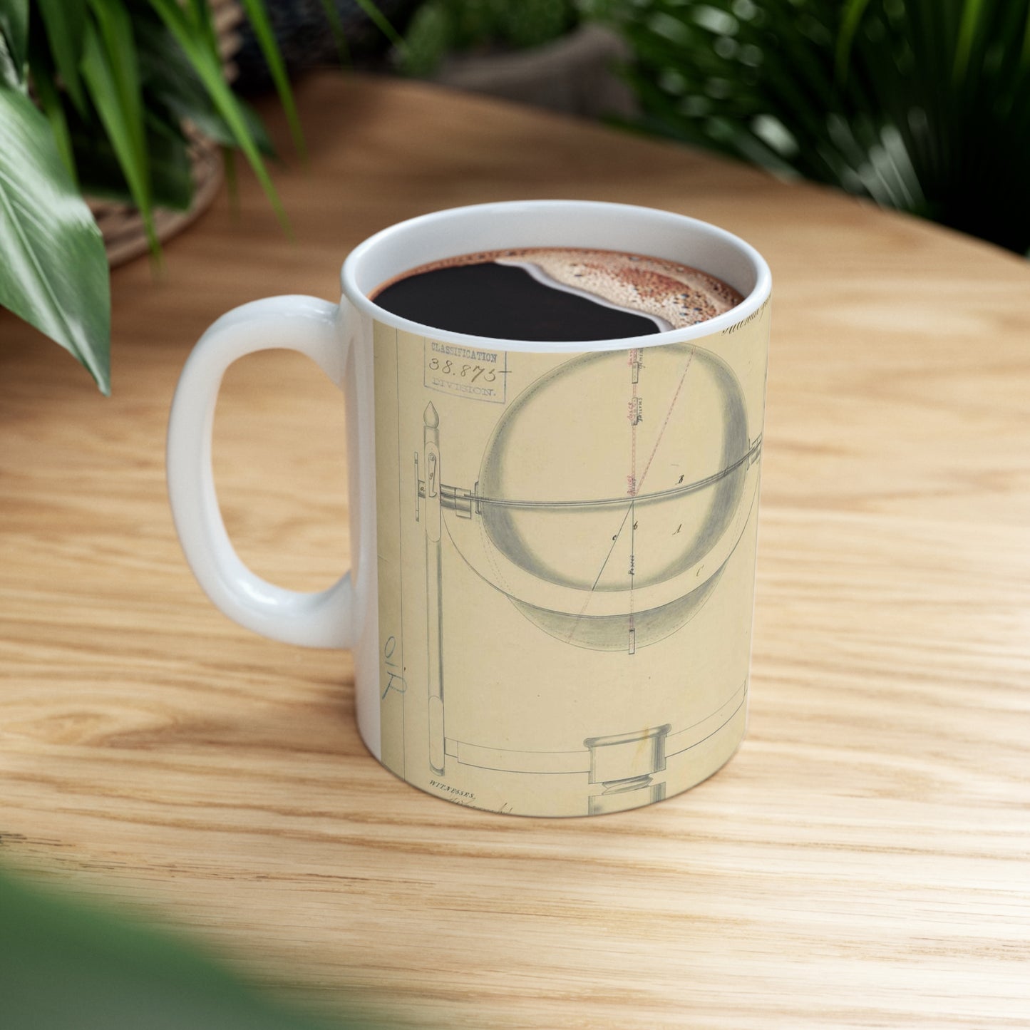 Patent drawing - Drawing of an Improvement in School Globes Public domain image Beautiful Novelty Ceramic Coffee Mug 11oz