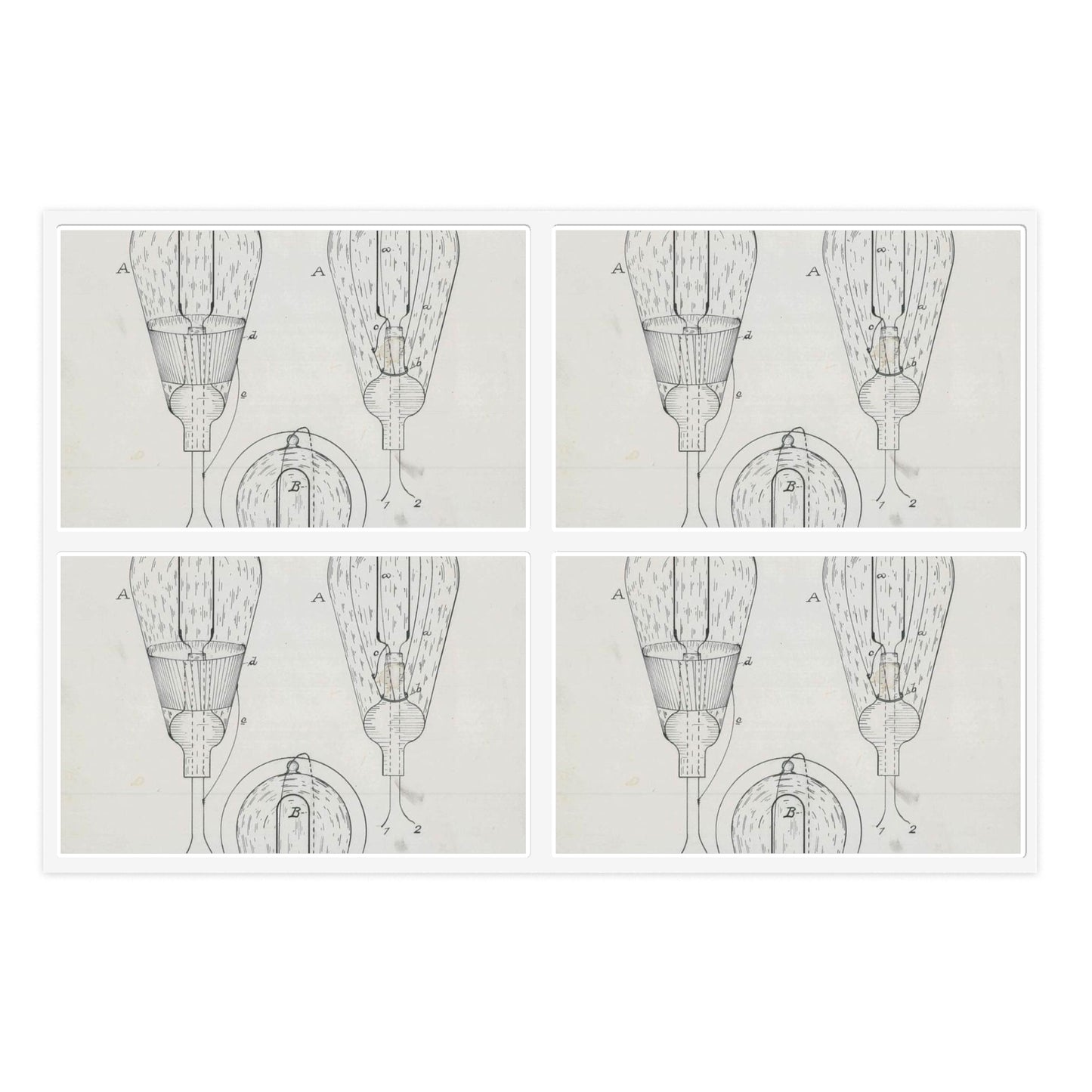 Patent drawing - for T. A. Edison's Incandescing Electric Lamp Public domain image Laminated UV Protective Vinyl Stickers