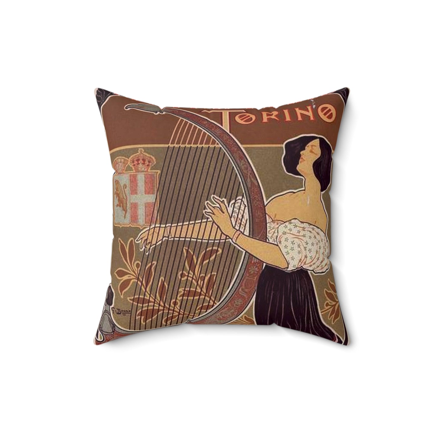 Affiche italienne pour le "Théâtre royal de Turin" Decorative Accent Square Pillow