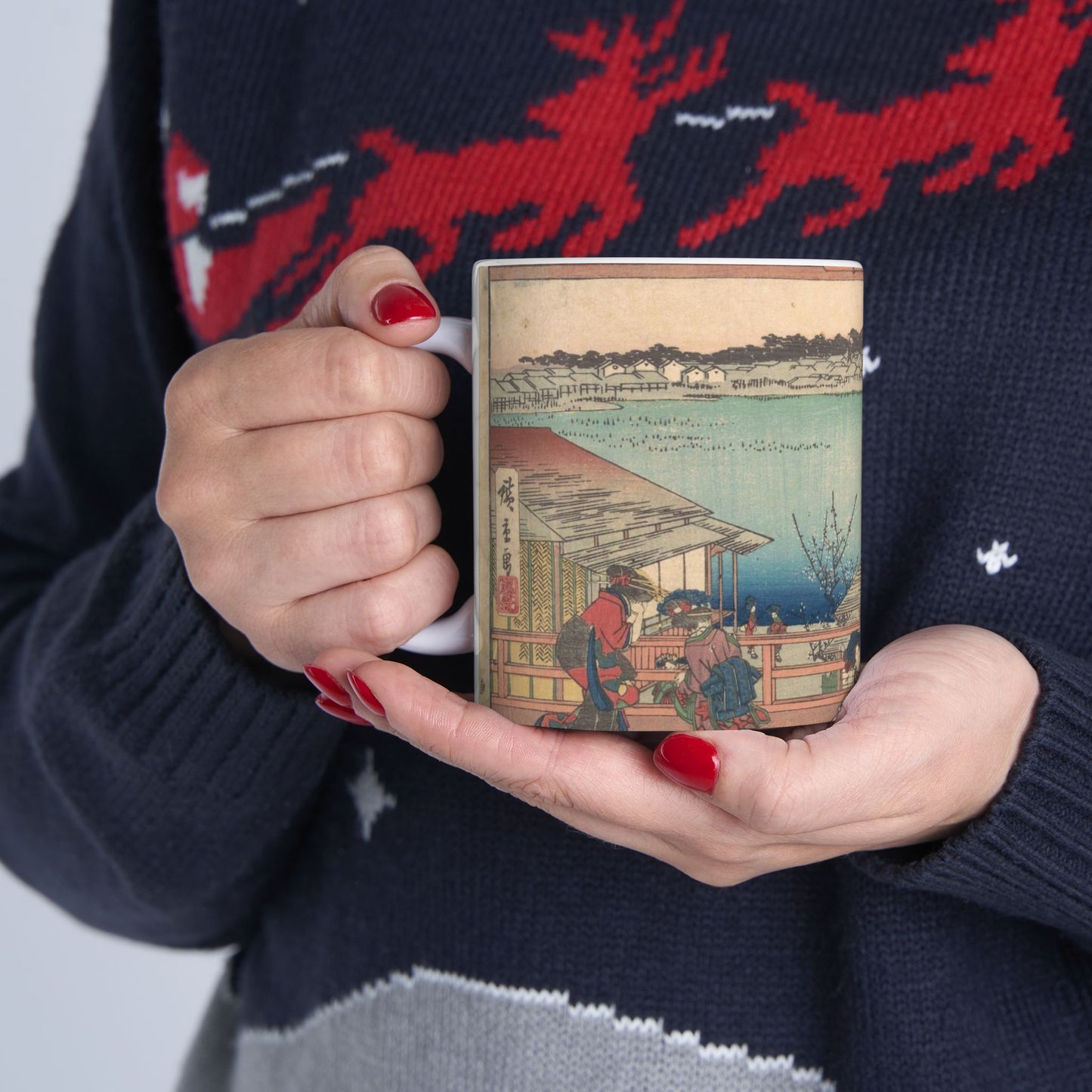 江戸高名会亭尽 池之端 蓬莱亭 青楼花見の休み - Public domain dedication. Metropolitan Museum of Art image. Beautiful Novelty Ceramic Coffee Mug 11oz