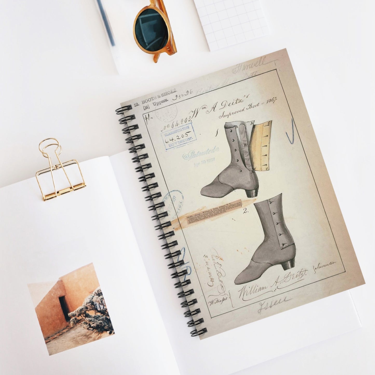 Patent drawing - Drawing of Improved Boot Public domain image Spiral Bound Ruled Notebook with Printed Cover