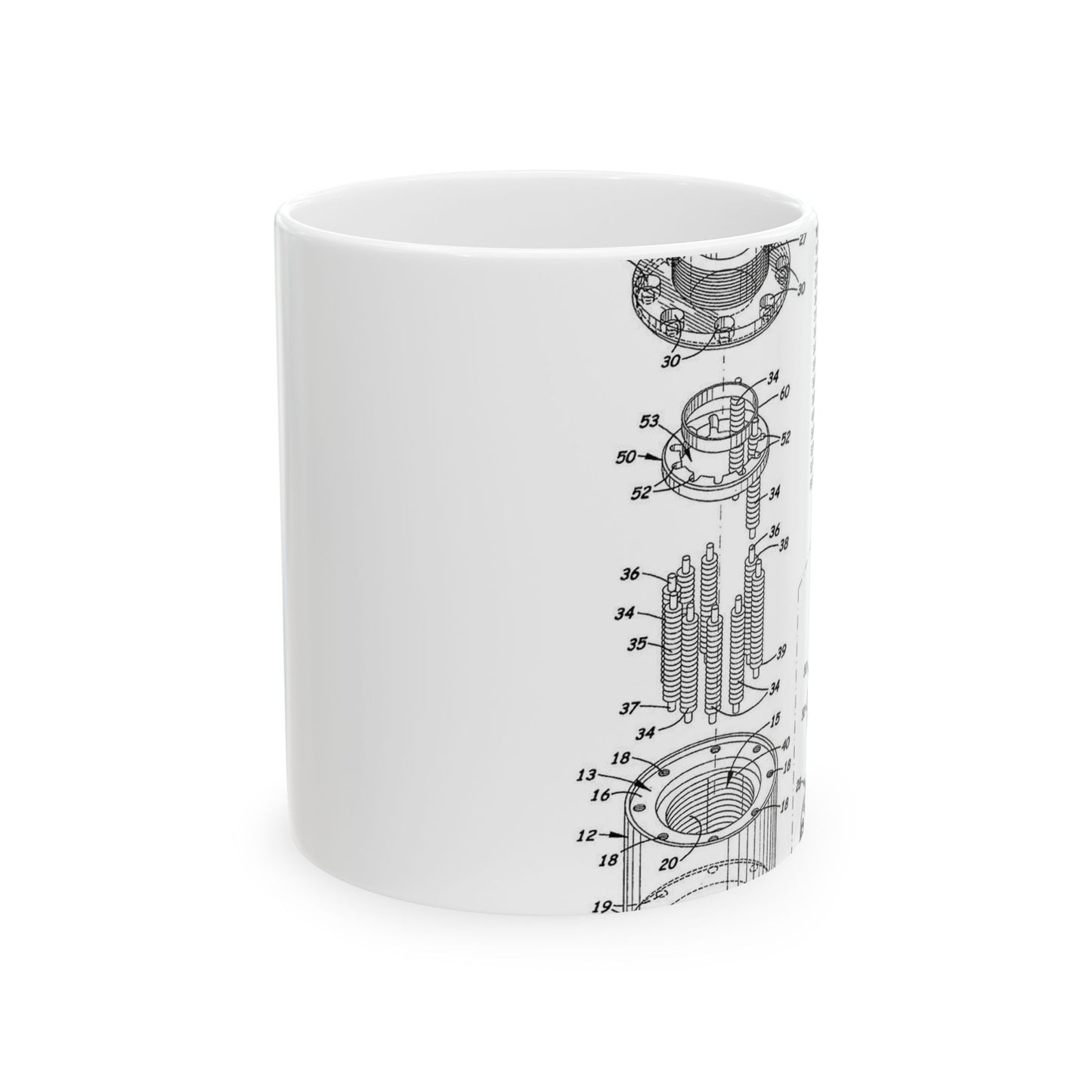 Patent drawing - Cage-less Recirculating Roller Screw Public domain image Beautiful Novelty Ceramic Coffee Mug 11oz