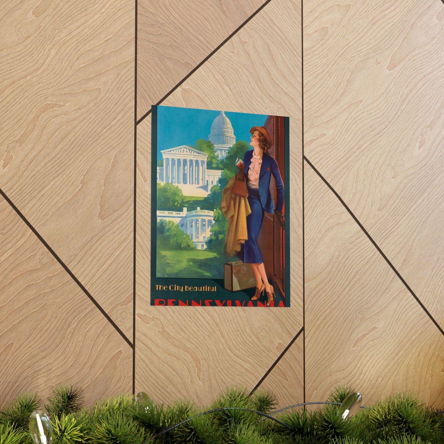 Washington—The City Beautiful, Pennsylvania Railroad poster, artwork by Edward Mason Eggleston High Quality Matte Wall Art Poster for Home, Office, Classroom