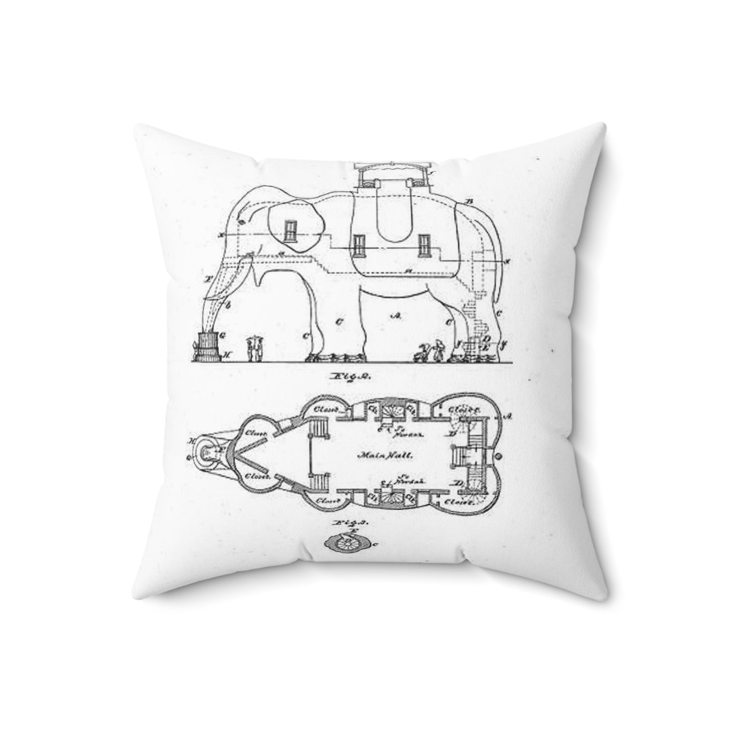 Patent Drawing of Engine - Lucy-USpatent268503 1882 Public domain image Decorative Accent Square Pillow