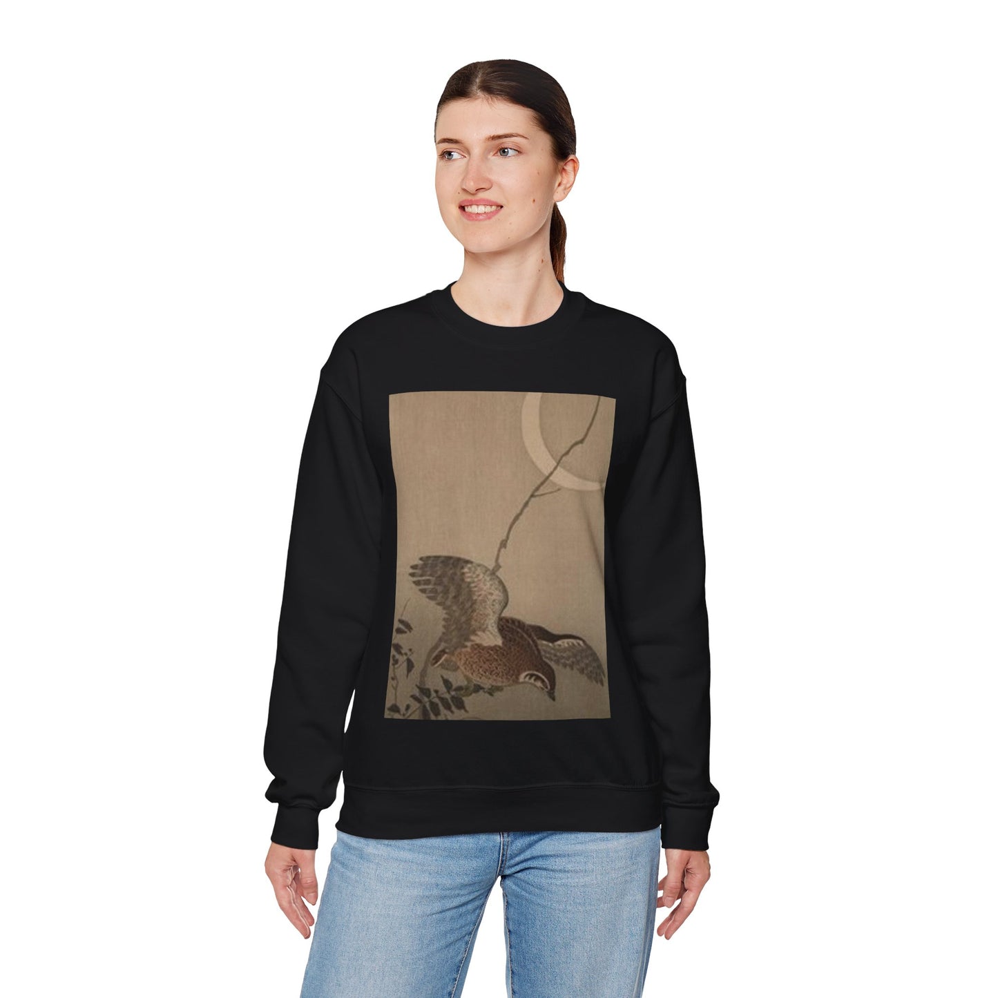 Koson Eule, Ohara Koson. 19th century Japan. Public domain image. Black Heavy Blend Adult Crew Neck SweatShirt