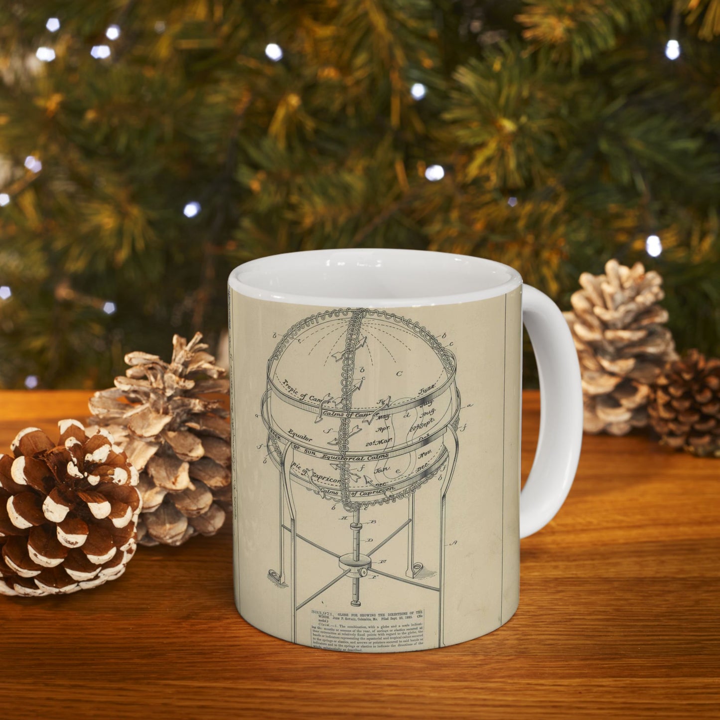 Patent Drawing of Engine - Drawing of a Globe for Showing Direction of the Winds Public domain image Beautiful Novelty Ceramic Coffee Mug 11oz