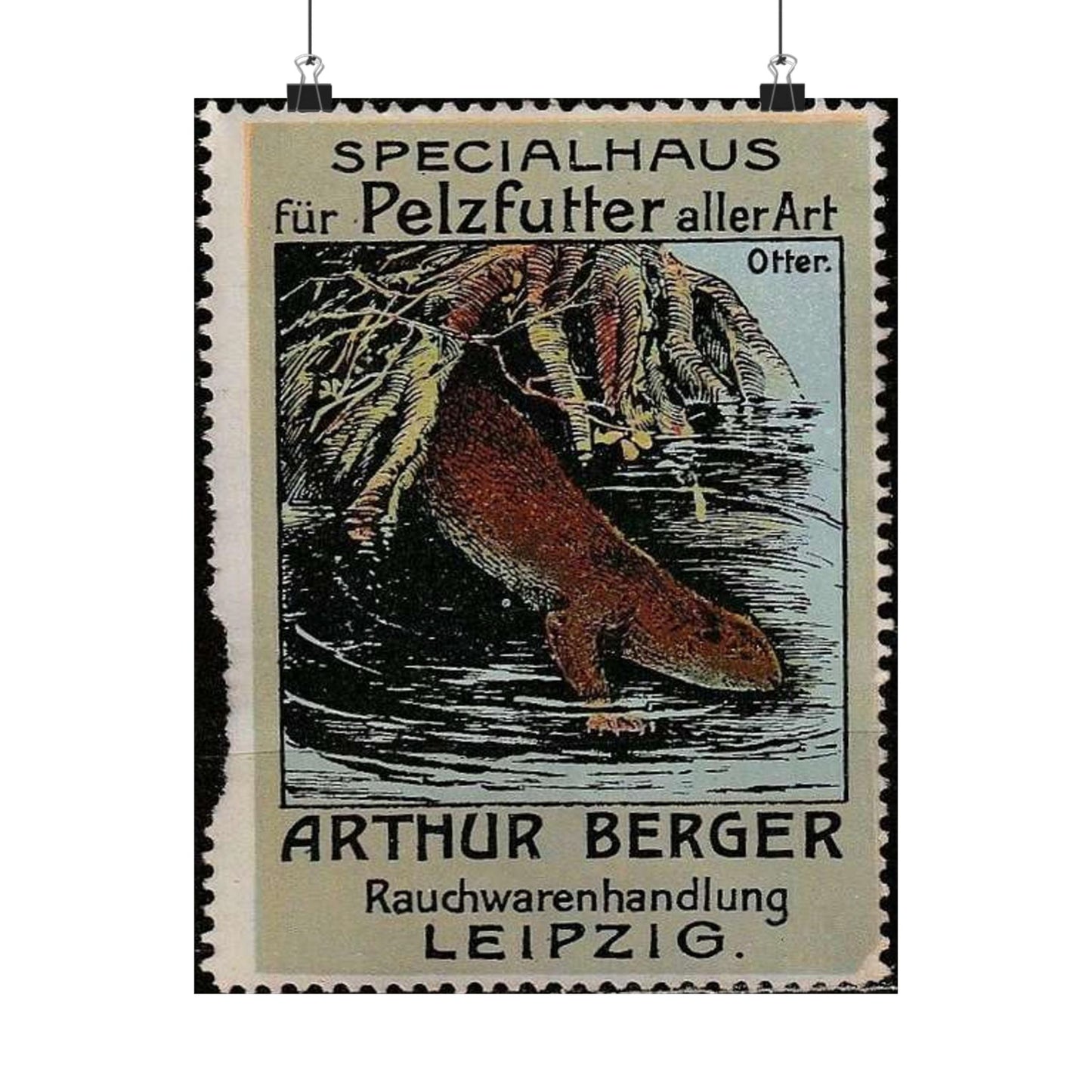 Arthur Berger, fur trader in Leipzig, c. 1910, brand advertisings (07) High Quality Matte Wall Art Poster for Home, Office, Classroom