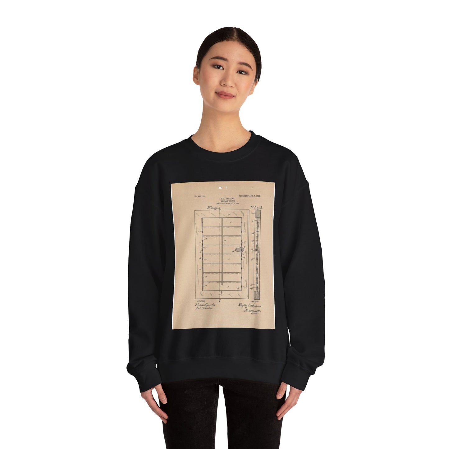 Patent Drawing of Engine - for a Window Blind Public domain image Black Heavy Blend Adult Crew Neck SweatShirt