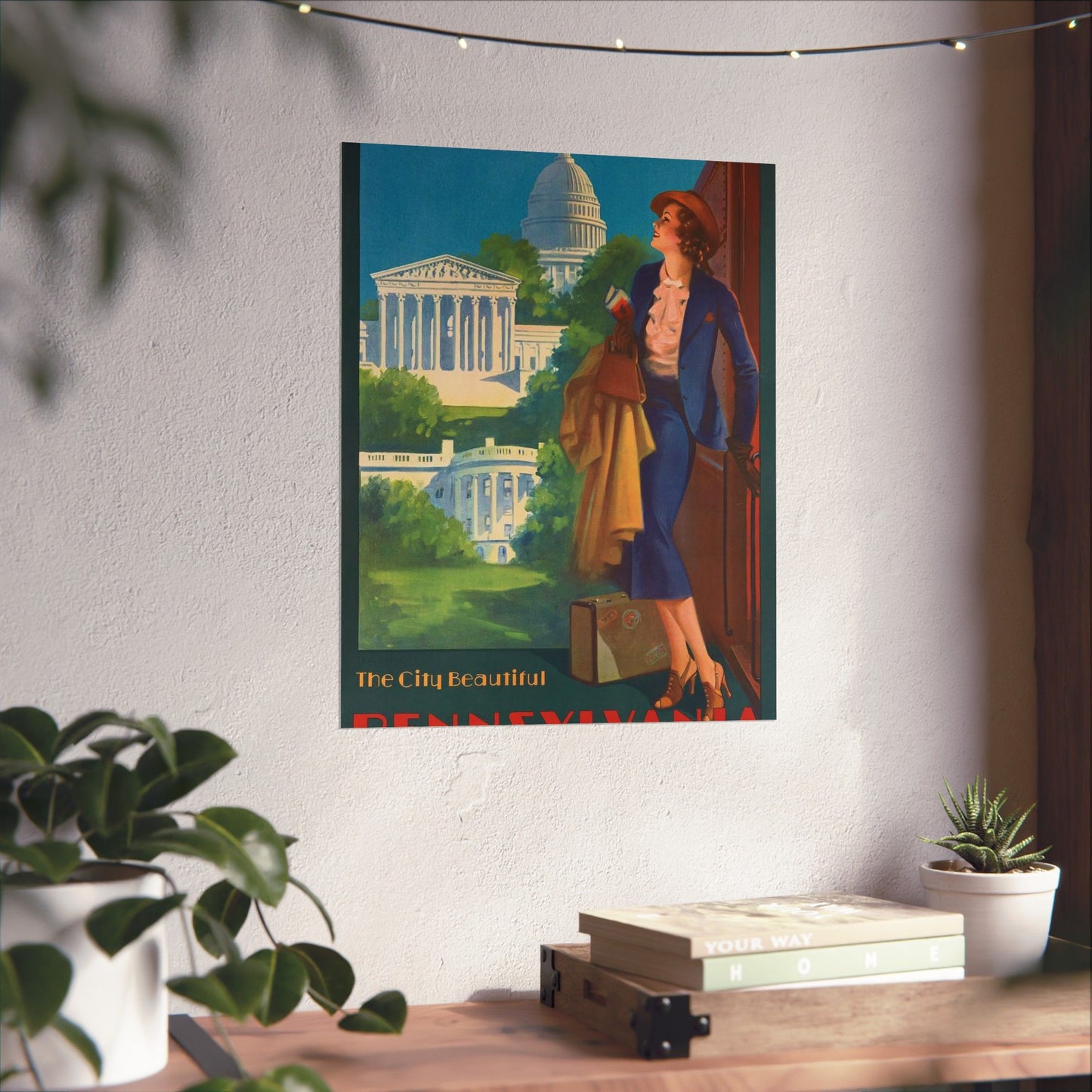 Washington—The City Beautiful, Pennsylvania Railroad poster, artwork by Edward Mason Eggleston High Quality Matte Wall Art Poster for Home, Office, Classroom