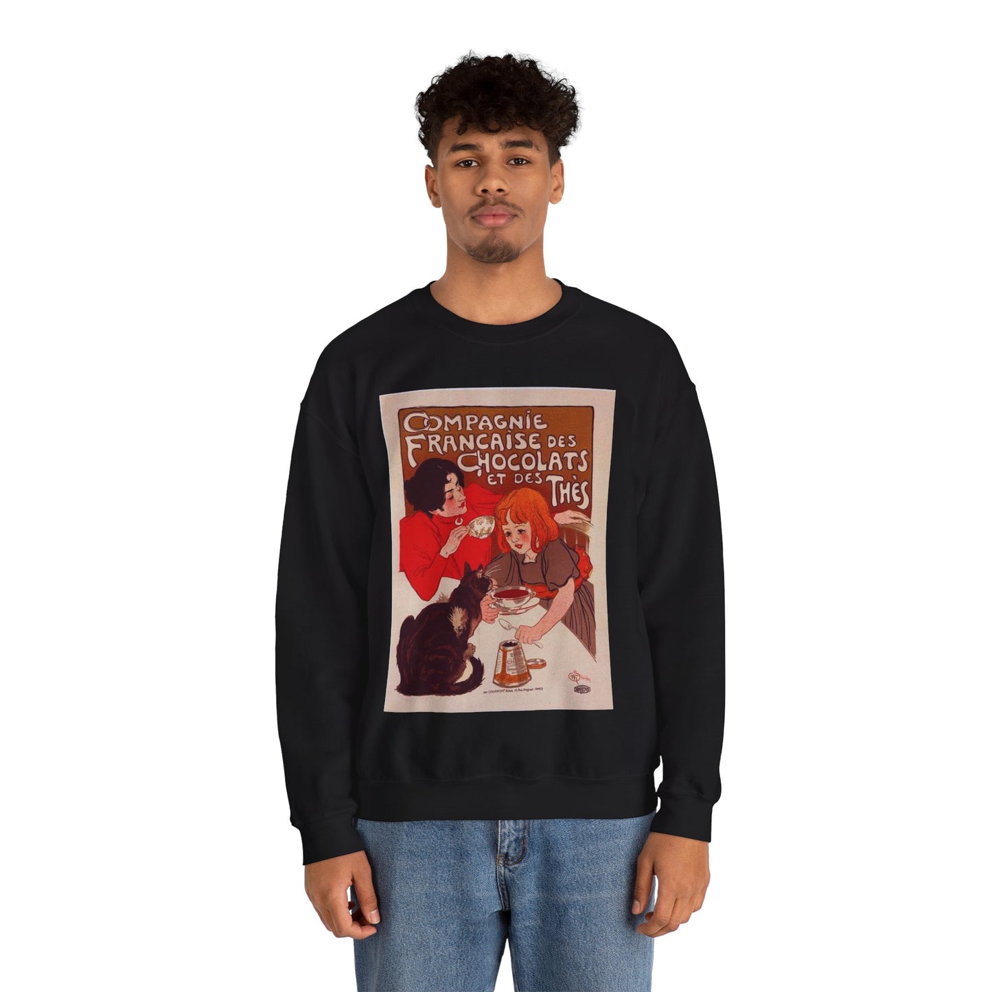 Affiche pour le "Chocolat de la Compagnie Française". Black Heavy Blend Adult Crew Neck SweatShirt