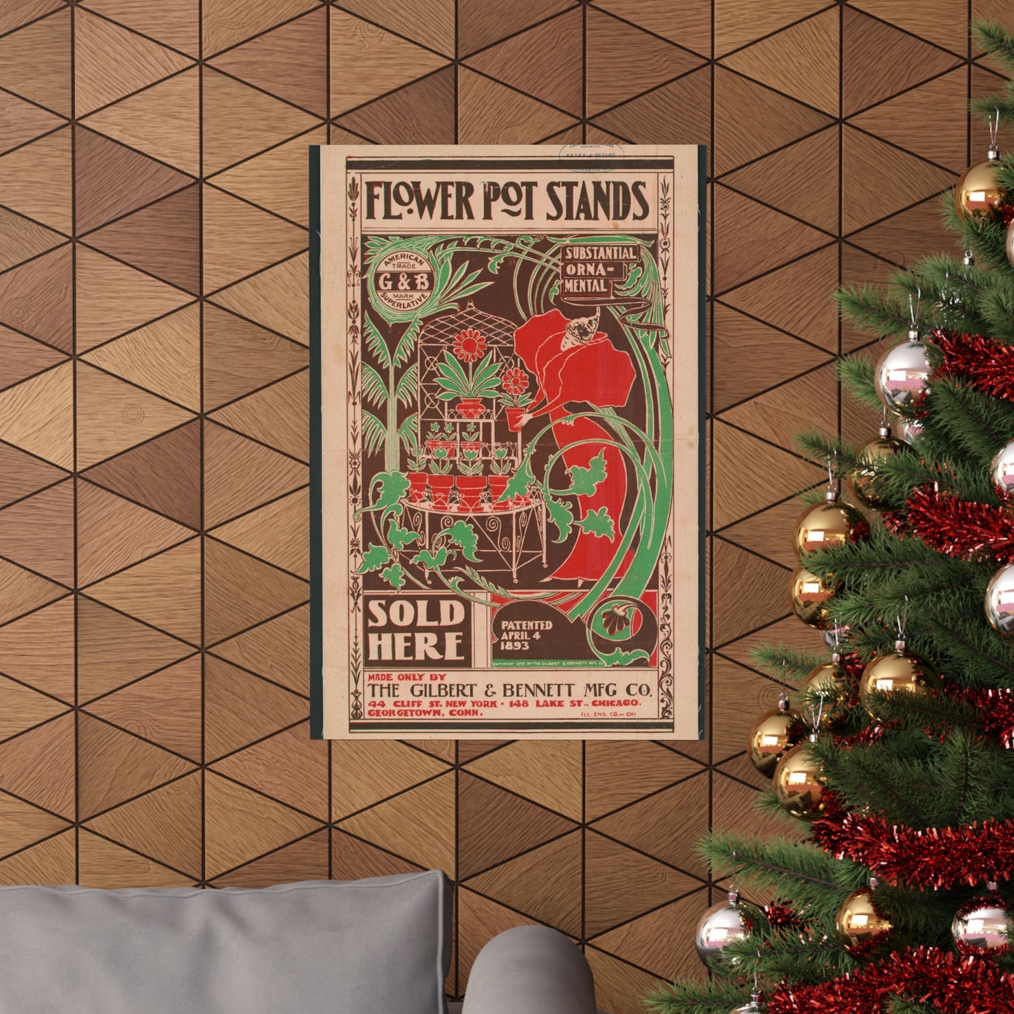 Flower pot stands sold here - Public domain engraving High Quality Matte Wall Art Poster for Home, Office, Classroom