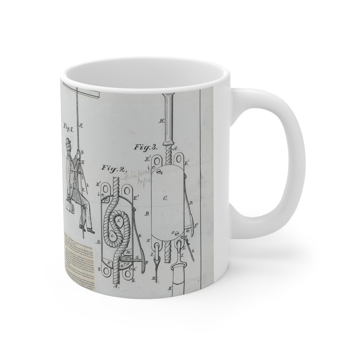 Patent Drawing of Engine - for O. F. Davis' Fire Escape Public domain image Beautiful Novelty Ceramic Coffee Mug 11oz