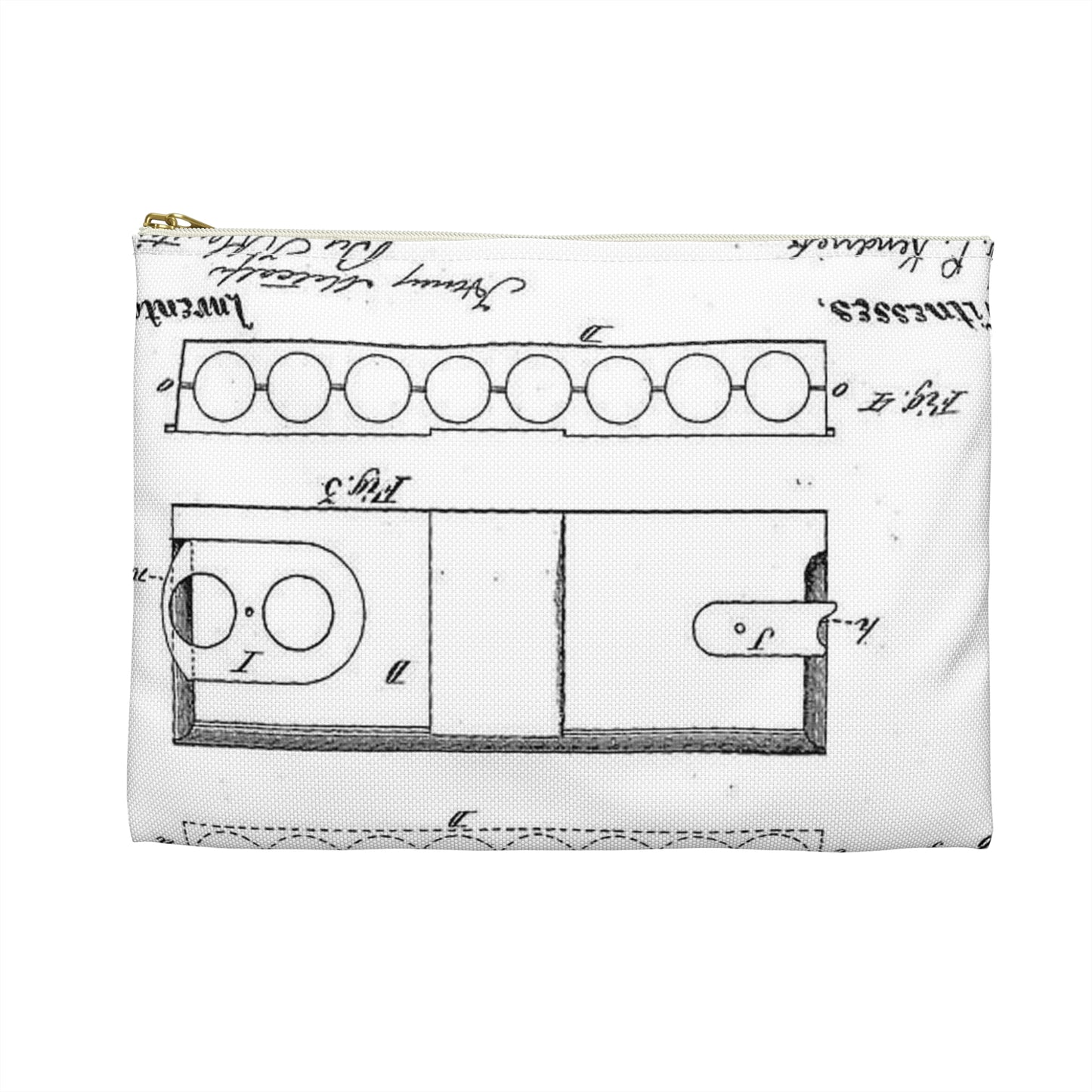 Patent drawing - Means of Attaching Magazines to Fire-Arms, 1875 Public domain image Large Organizer Pouch with Black Zipper