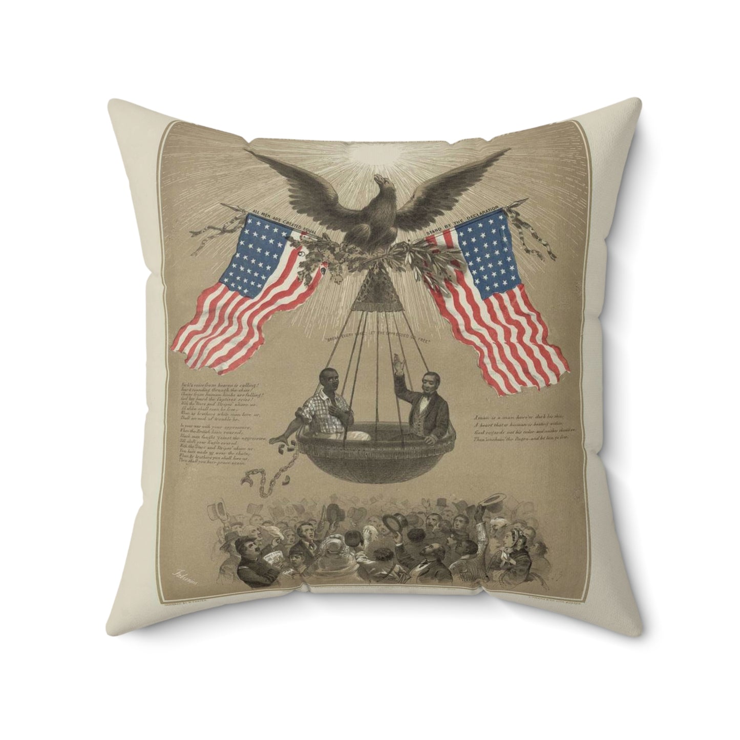 The American Declaration of Independence illustrated / Fabronious ; designed by R. Thayer ; L. Prang & Co. Lith., Boston. Decorative Accent Square Pillow