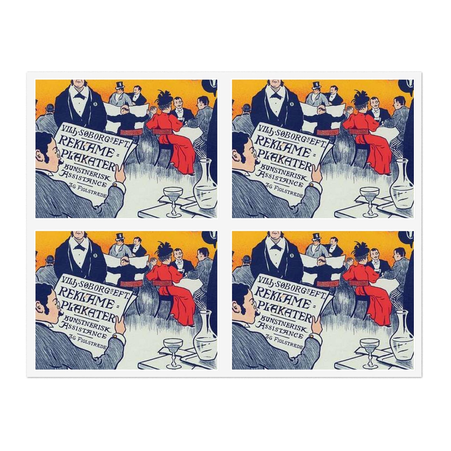 Affiche danoise pour les "Affiches artistiques Wilh. Söborg". Laminated UV Protective Vinyl Stickers