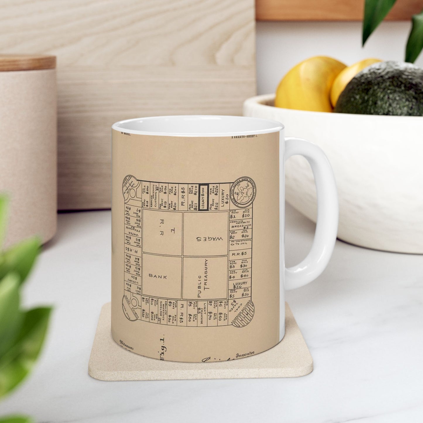 Patent Drawing of Engine - Drawing for a Game Board Public domain image Beautiful Novelty Ceramic Coffee Mug 11oz