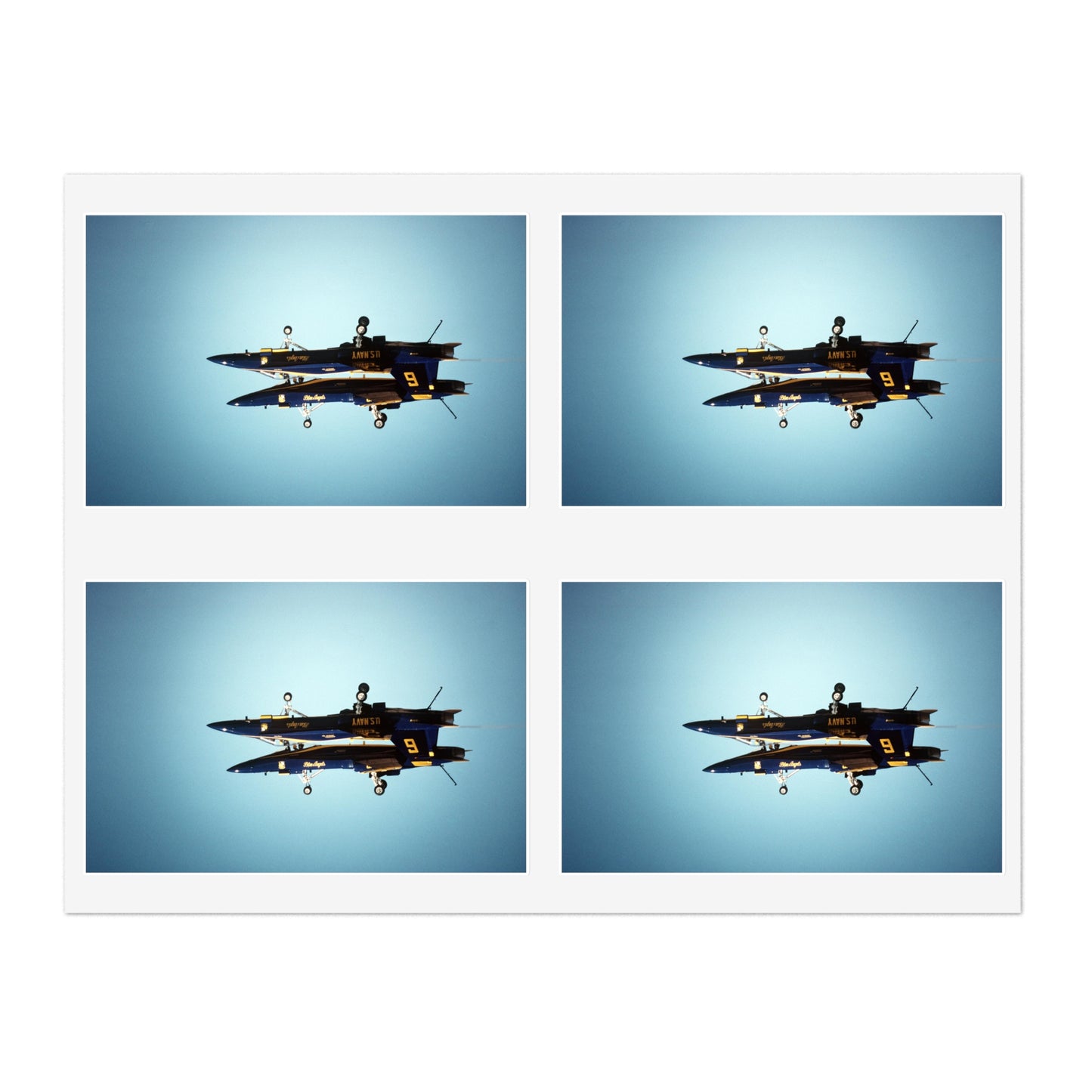 Two F/A-18A Hornet aircraft of the Blue Angels Flight Demonstration Squadron execute the Fortus maneuver during an air show Laminated UV Protective Vinyl Stickers