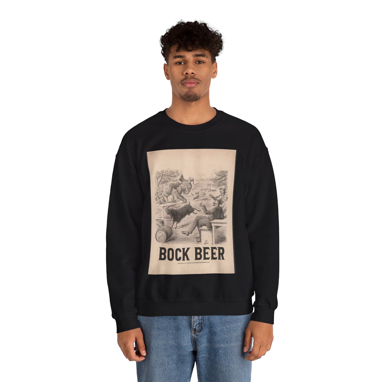 Bock beer - Print, Library of Congress collection Black Heavy Blend Adult Crew Neck SweatShirt