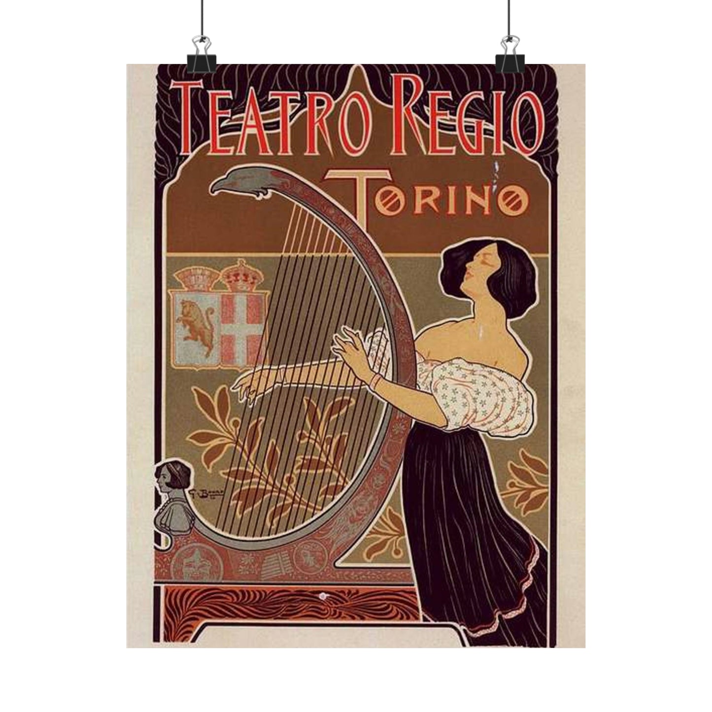 Affiche italienne pour le "Théâtre royal de Turin" High Quality Matte Wall Art Poster for Home, Office, Classroom