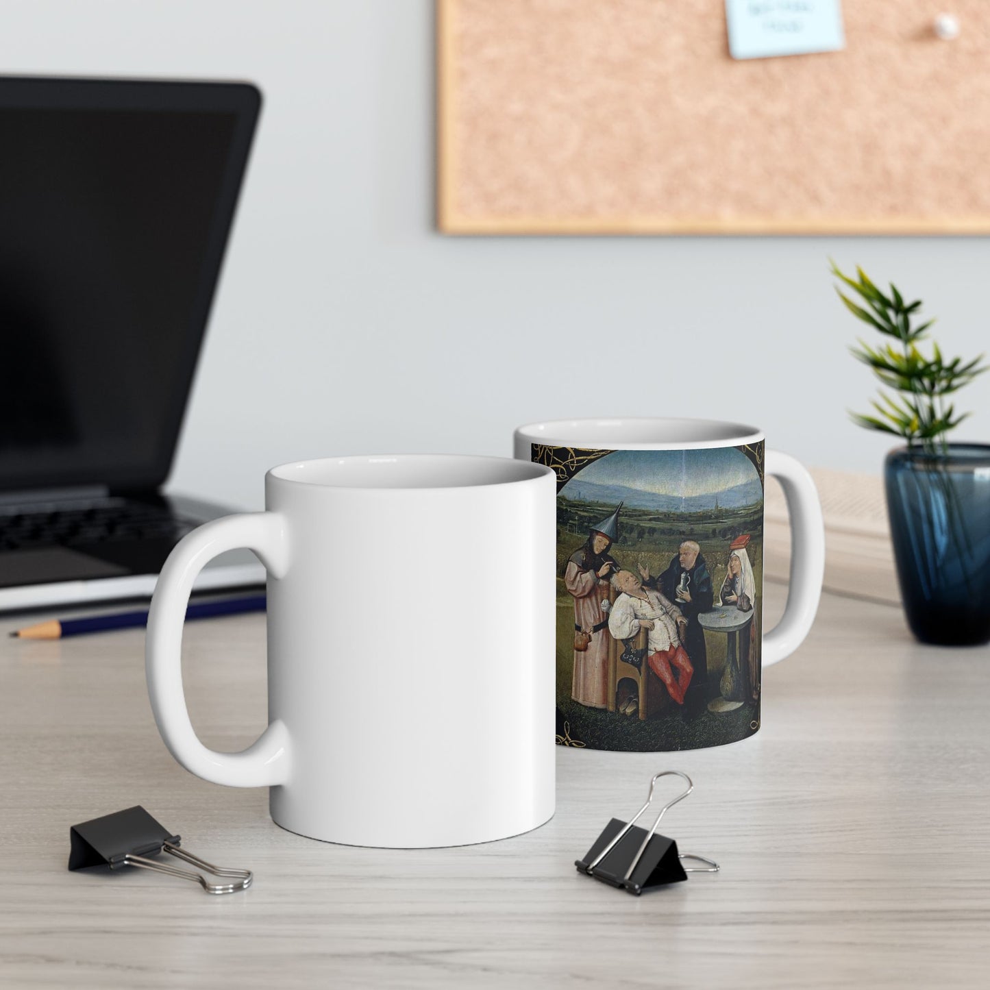 Hieronymus Bosch 053 - A painting of a group of people sitting around a table Beautiful Novelty Ceramic Coffee Mug 11oz