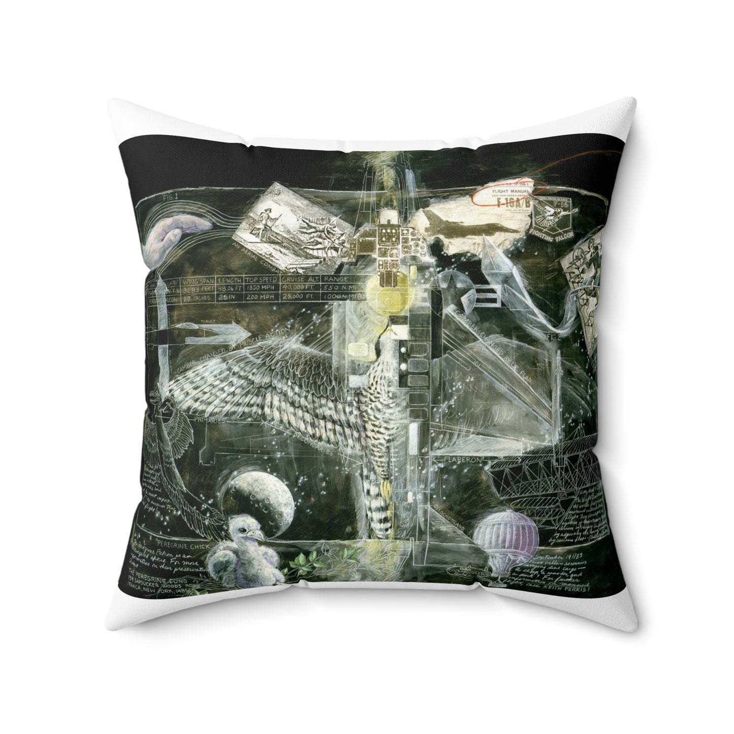 Artwork: "Flight Manual" Artist: Miriam Schottland, USAF Art Collection Decorative Accent Square Pillow