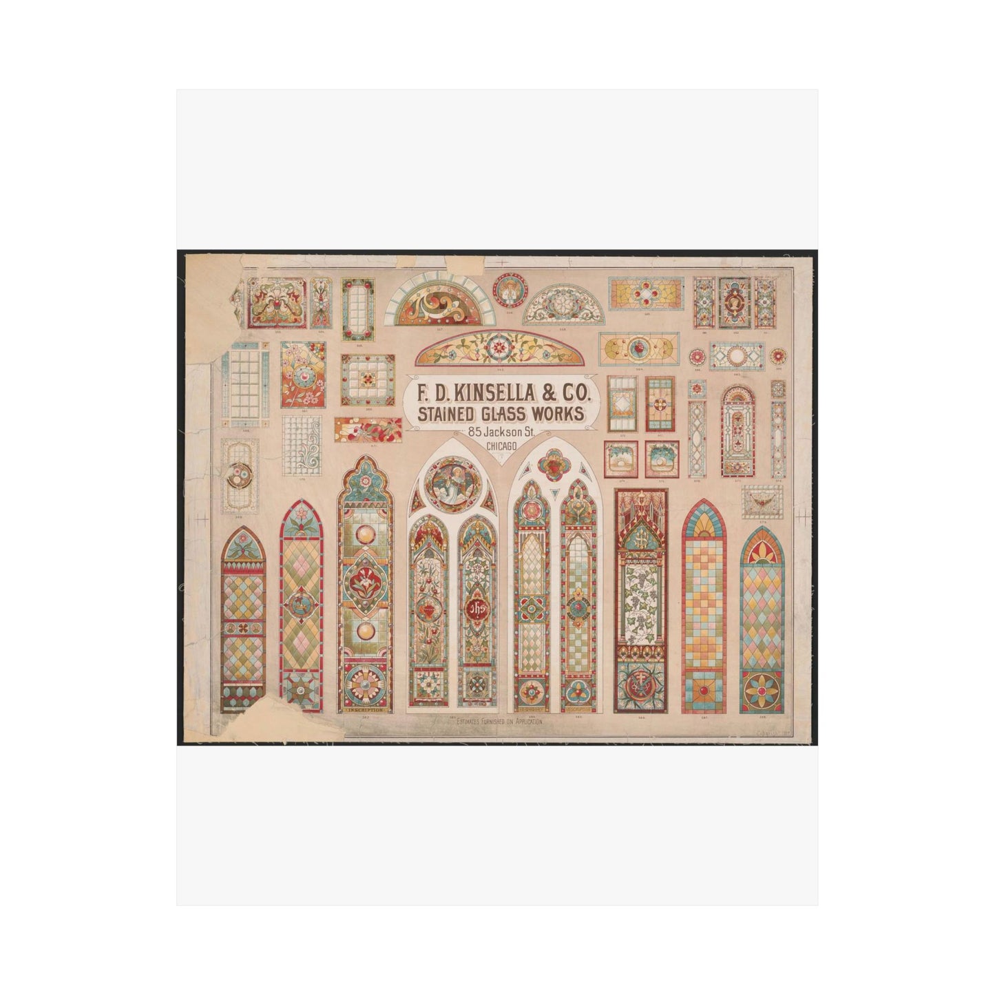 F.D. Kinsella & Co., stained glass works High Quality Matte Wall Art Poster for Home, Office, Classroom