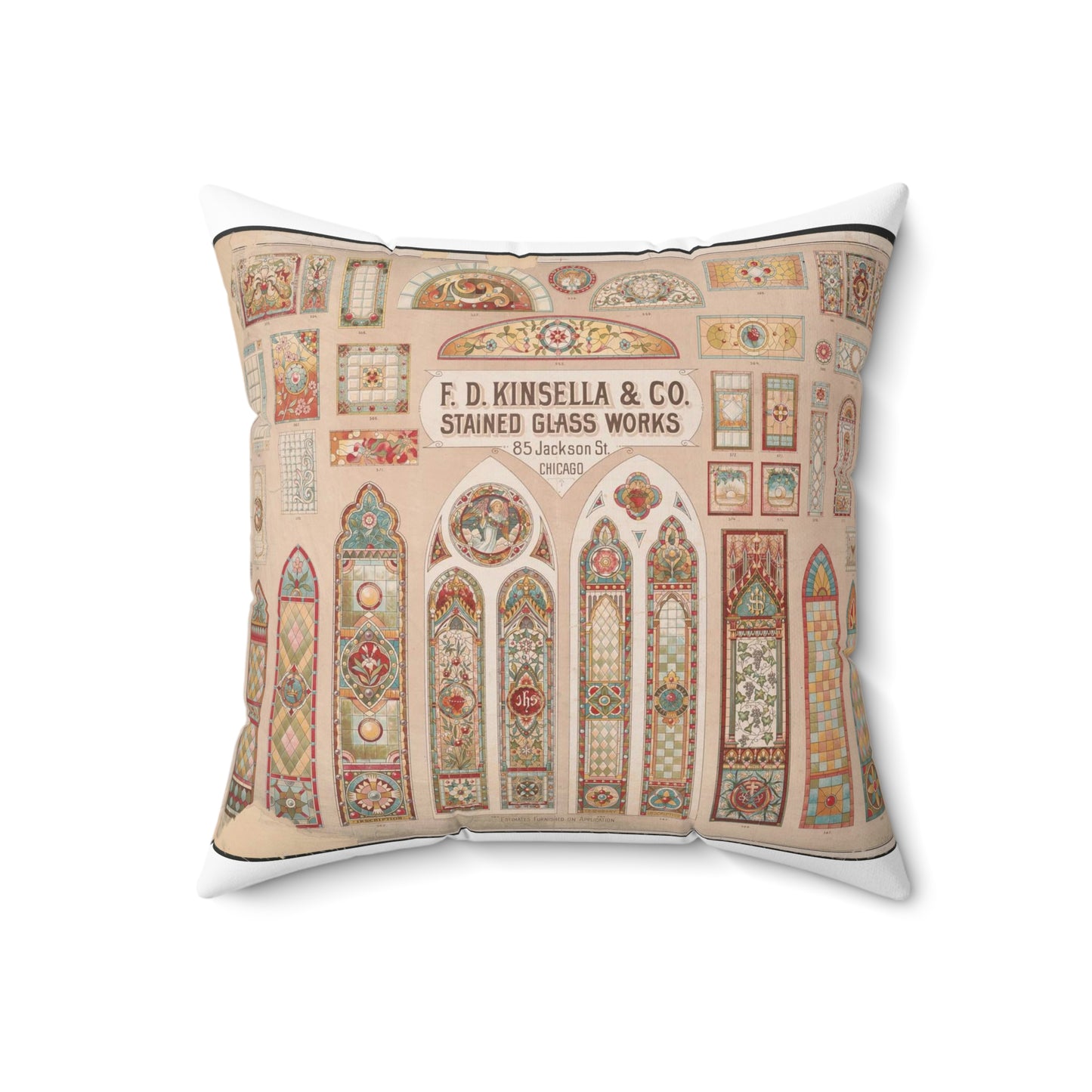 F.D. Kinsella & Co., stained glass works Decorative Accent Square Pillow