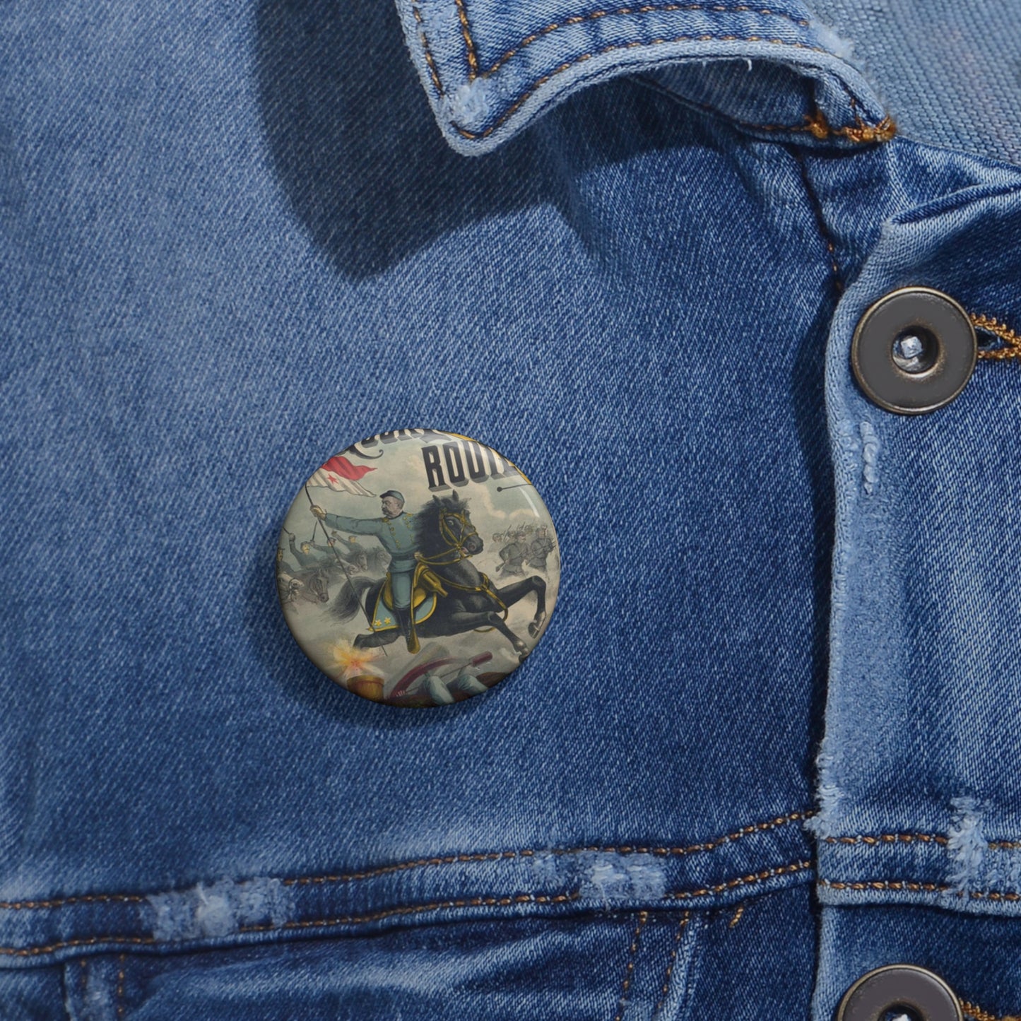 ... The Great Rock Island route to the reunion of the Grand Army of the Republic... Pin Buttons with Crisp Design