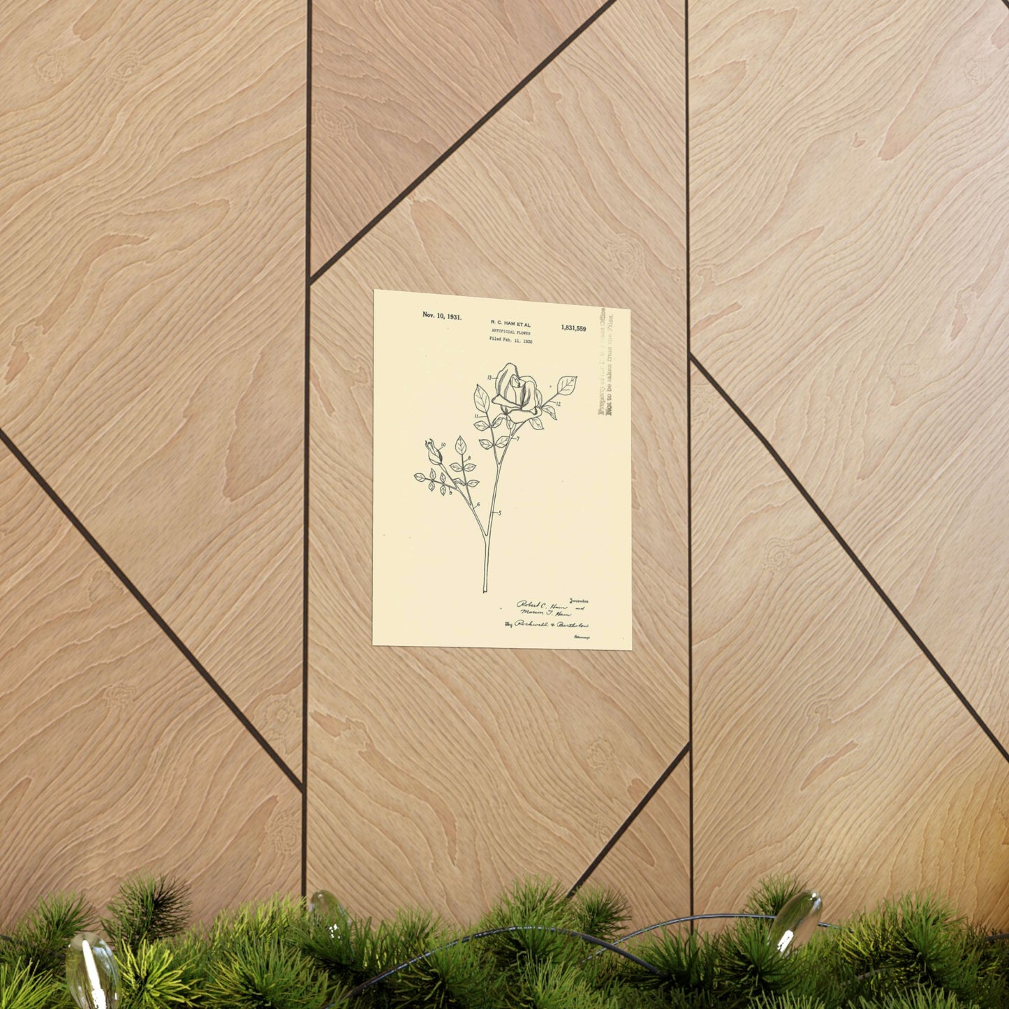 Patent Case File No. 1,831,559, Artificial Flower, Inventor(s)- Robert C. Ham and Marion T. Ham. - DPLA - 08745302078898b8870d70b04cb216a9 (page 5) High Quality Matte Wall Art Poster for Home, Office, Classroom