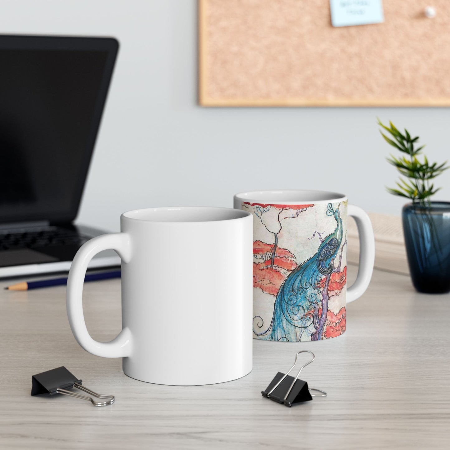 EliseuVisconti-A832-Pavão iluminado – Estudo para tecido Beautiful Novelty Ceramic Coffee Mug 11oz