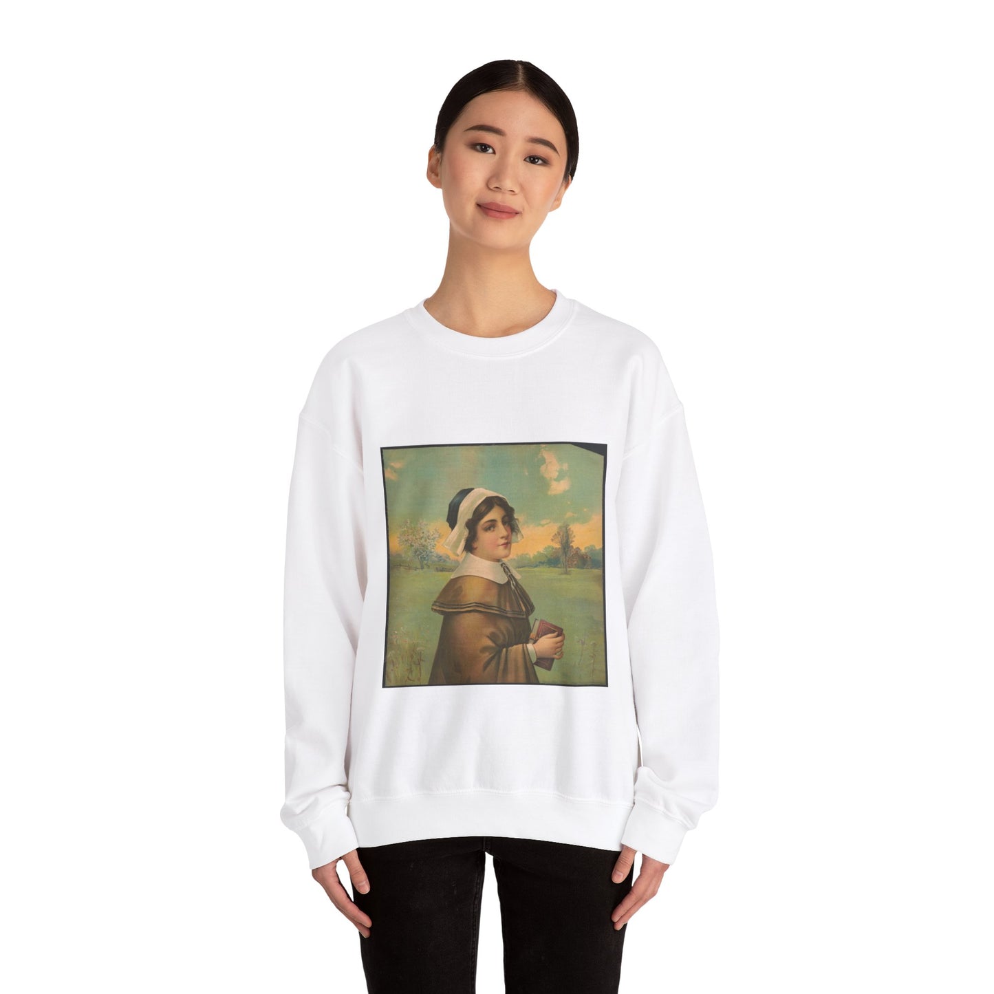 "Puritan girl" - Print, Library of Congress collection White Heavy Blend Adult Crew Neck SweatShirt