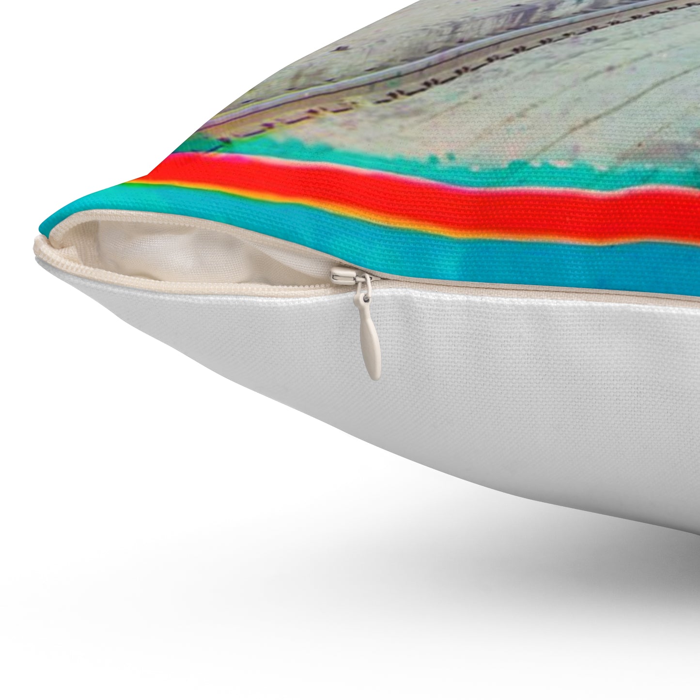 Sorochya Bay. Railroad dam in the Soroka inlet. Arkhangelsk Province, Russia. Decorative Accent Square Pillow