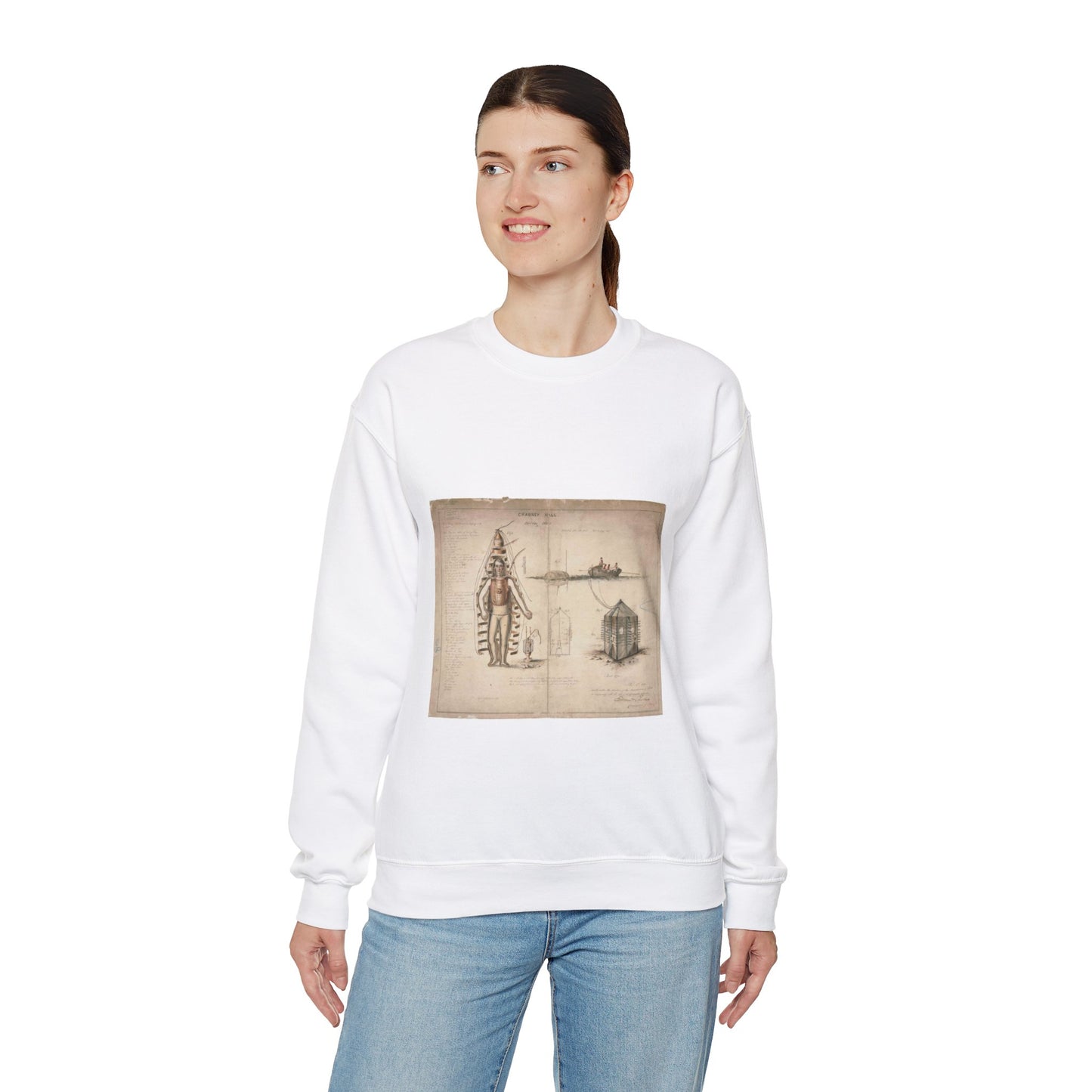 Patent drawing - Drawing of Diving Dress Public domain image White Heavy Blend Adult Crew Neck SweatShirt