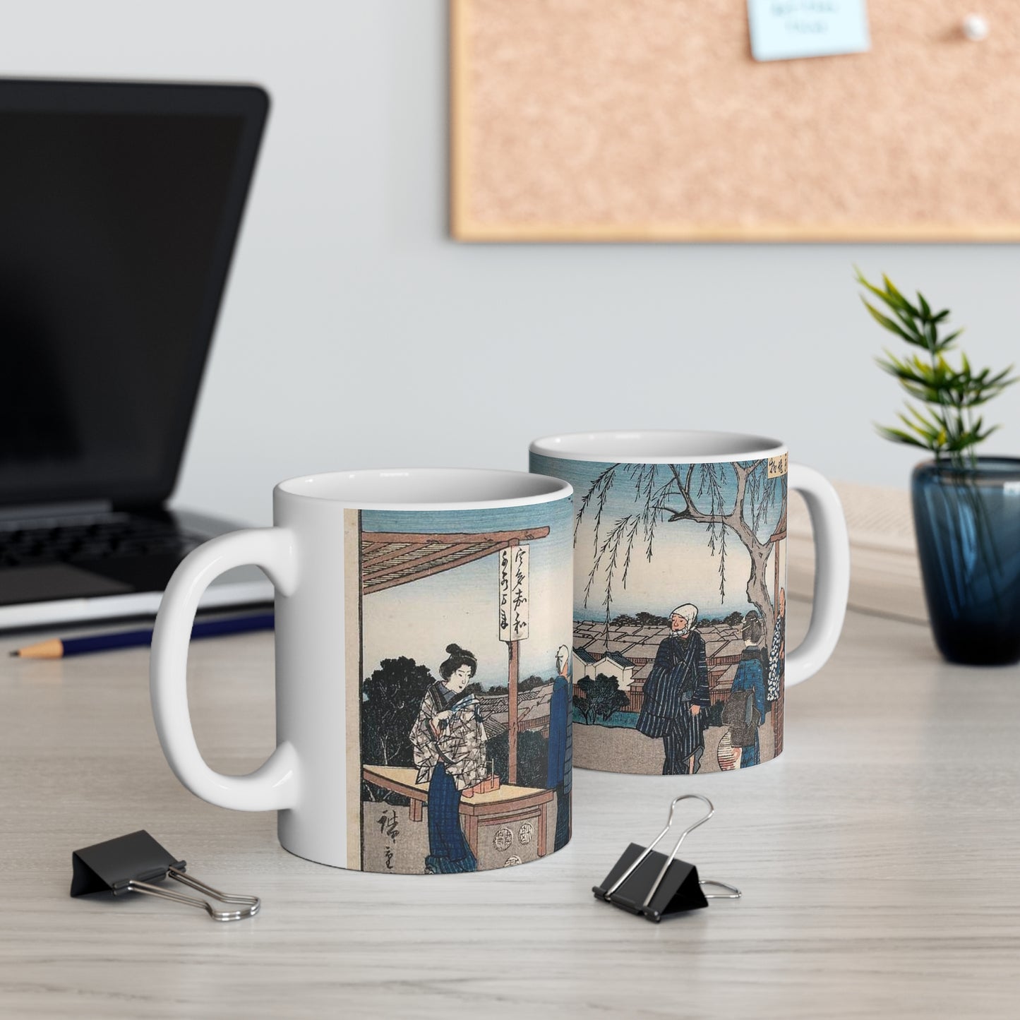 Shin Yoshiwara (Shin yoshiwara nihonzutsumi mikaeri yanagi), (Edo meisho) Beautiful Novelty Ceramic Coffee Mug 11oz