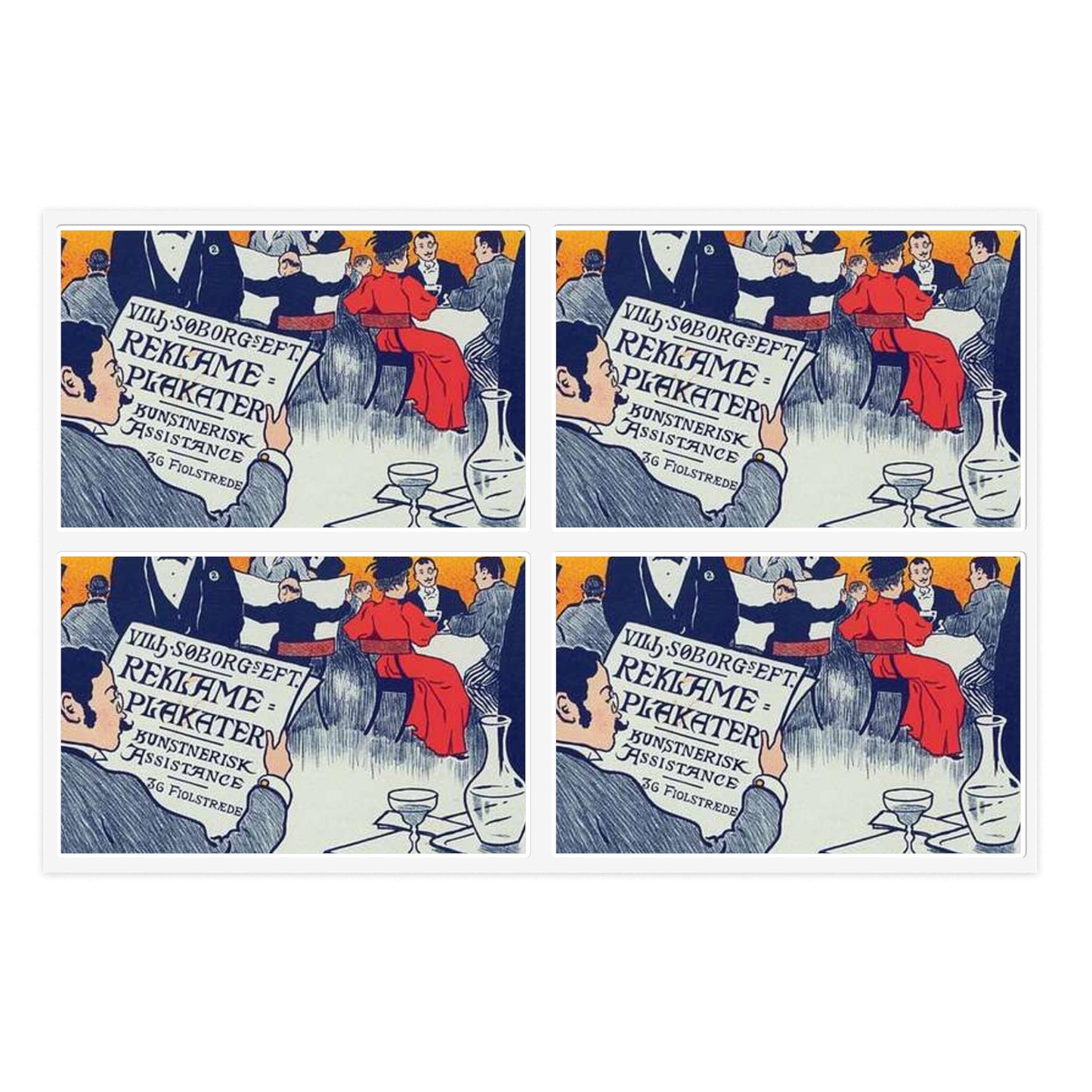 Affiche danoise pour les "Affiches artistiques Wilh. Söborg". Laminated UV Protective Vinyl Stickers