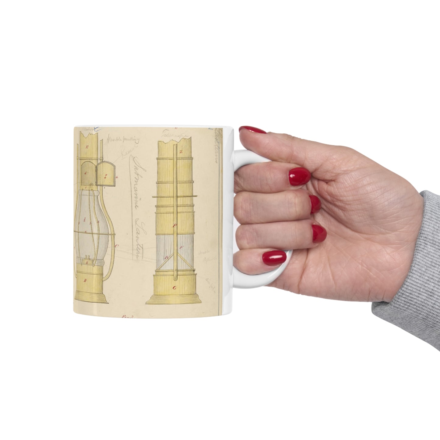Patent drawing - Drawing of Submarine Telescope Public domain image Beautiful Novelty Ceramic Coffee Mug 11oz