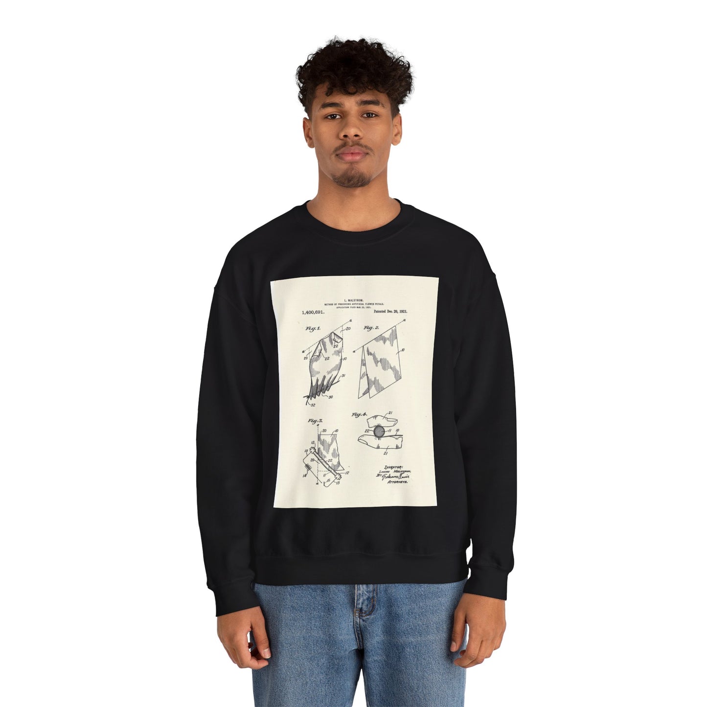 Patent Case File No. 1,400,691, Method of Producing Artificial-Flower Petals, Inventor- Louise Malstrom. - DPLA - 6710c28c24e0449480bf0fb8ddb4a41d (page 4) Black Heavy Blend Adult Crew Neck SweatShirt