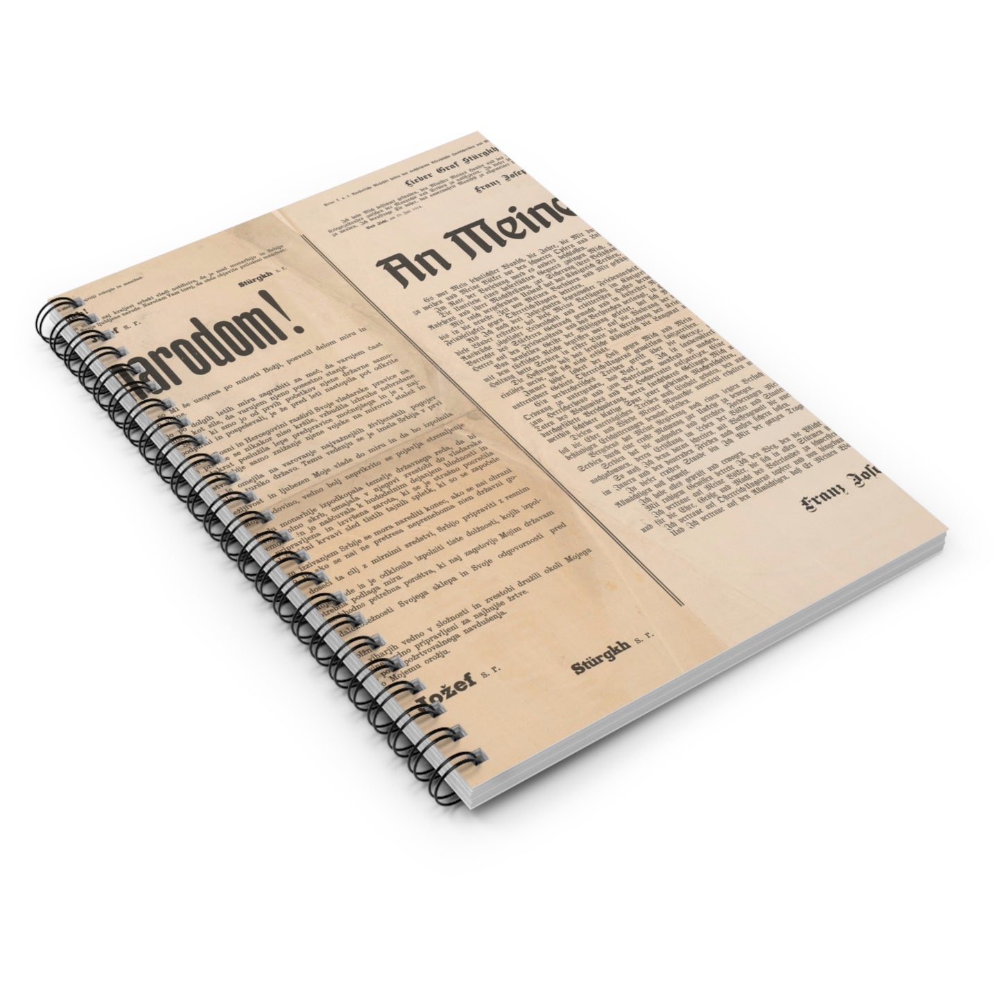 Mojim narodom! | An Meine Völker! - Schreiben von Kaiser Franz Joseph - Kriegserklärung - Mehrsprachiges Plakat Spiral Bound Ruled Notebook with Printed Cover