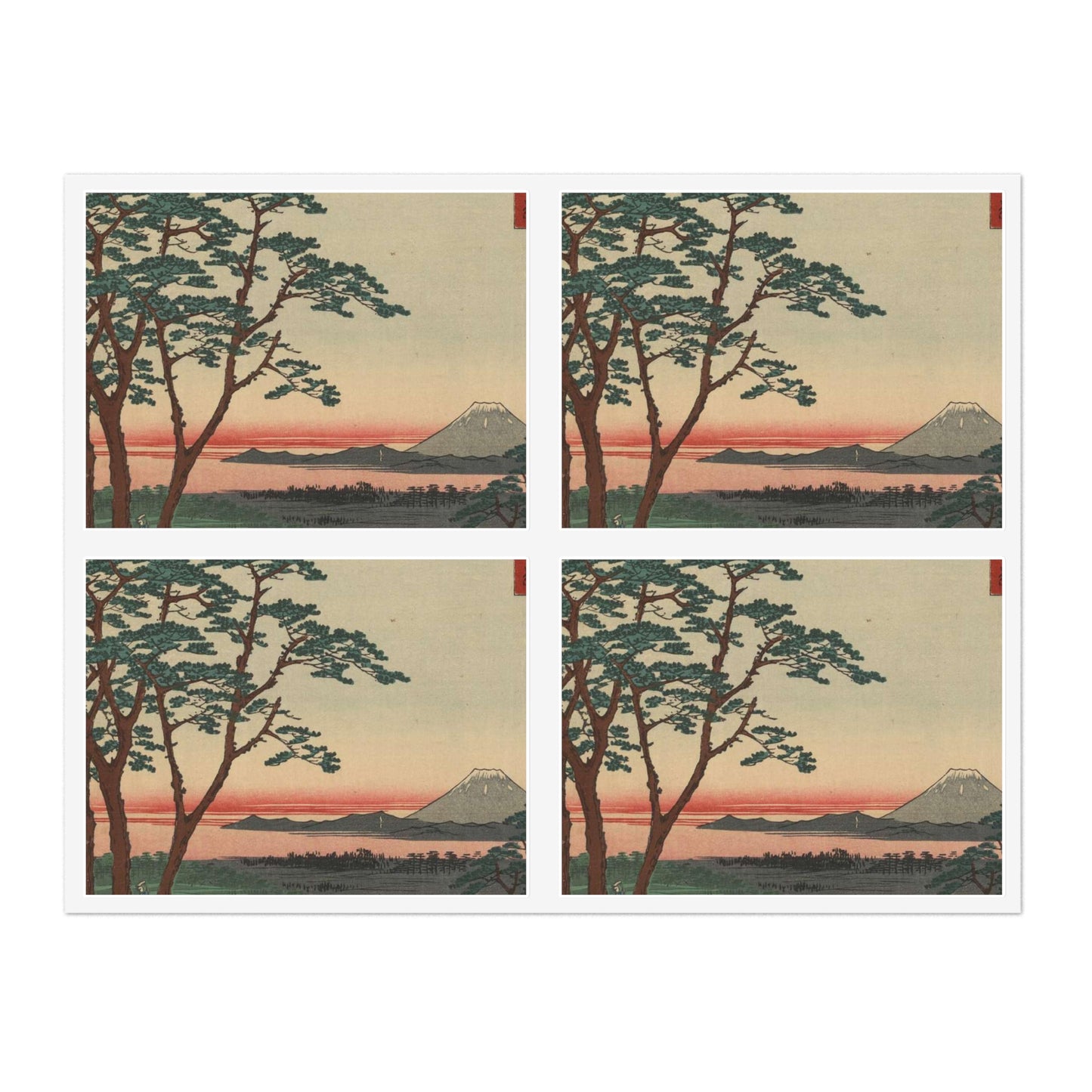 Gajō icchō, Ando Hiroshige - Public domain portrait drawing Laminated UV Protective Vinyl Stickers