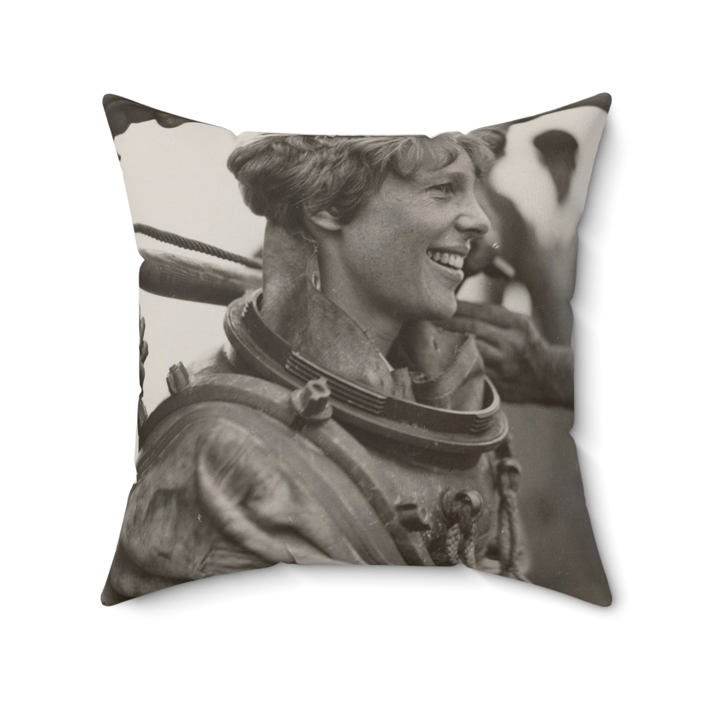 Amelia Earhart Deep Sea Diving off Block Island Decorative Accent Square Pillow