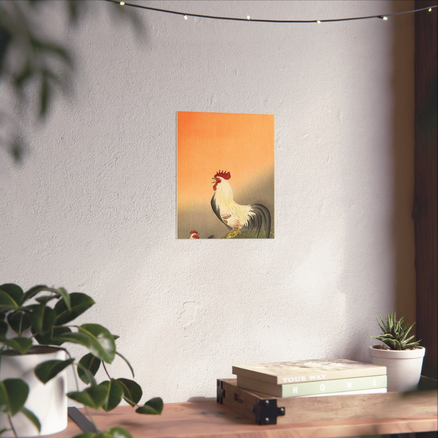 Koson - rooster-and-hen-at-sunrise, Ohara Koson High Quality Matte Wall Art Poster for Home, Office, Classroom