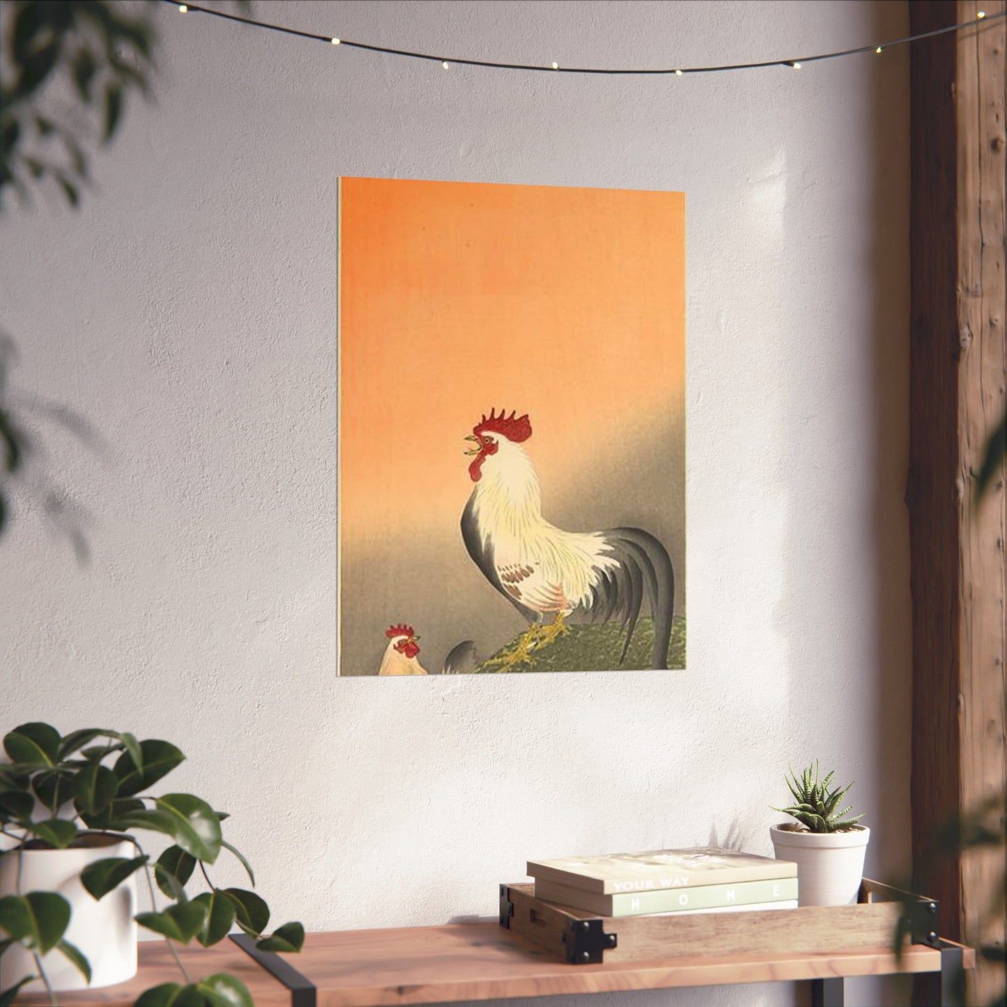 Koson - rooster-and-hen-at-sunrise, Ohara Koson High Quality Matte Wall Art Poster for Home, Office, Classroom